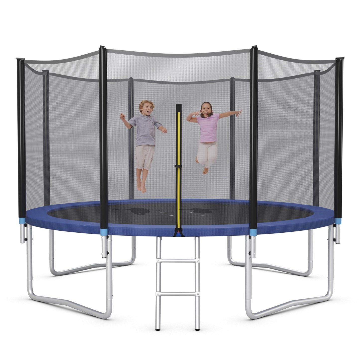 8/10/12/14/15/16 Feet Outdoor Trampoline Bounce Combo with Safety Closure Net Ladder-14 ft Kids Crystal