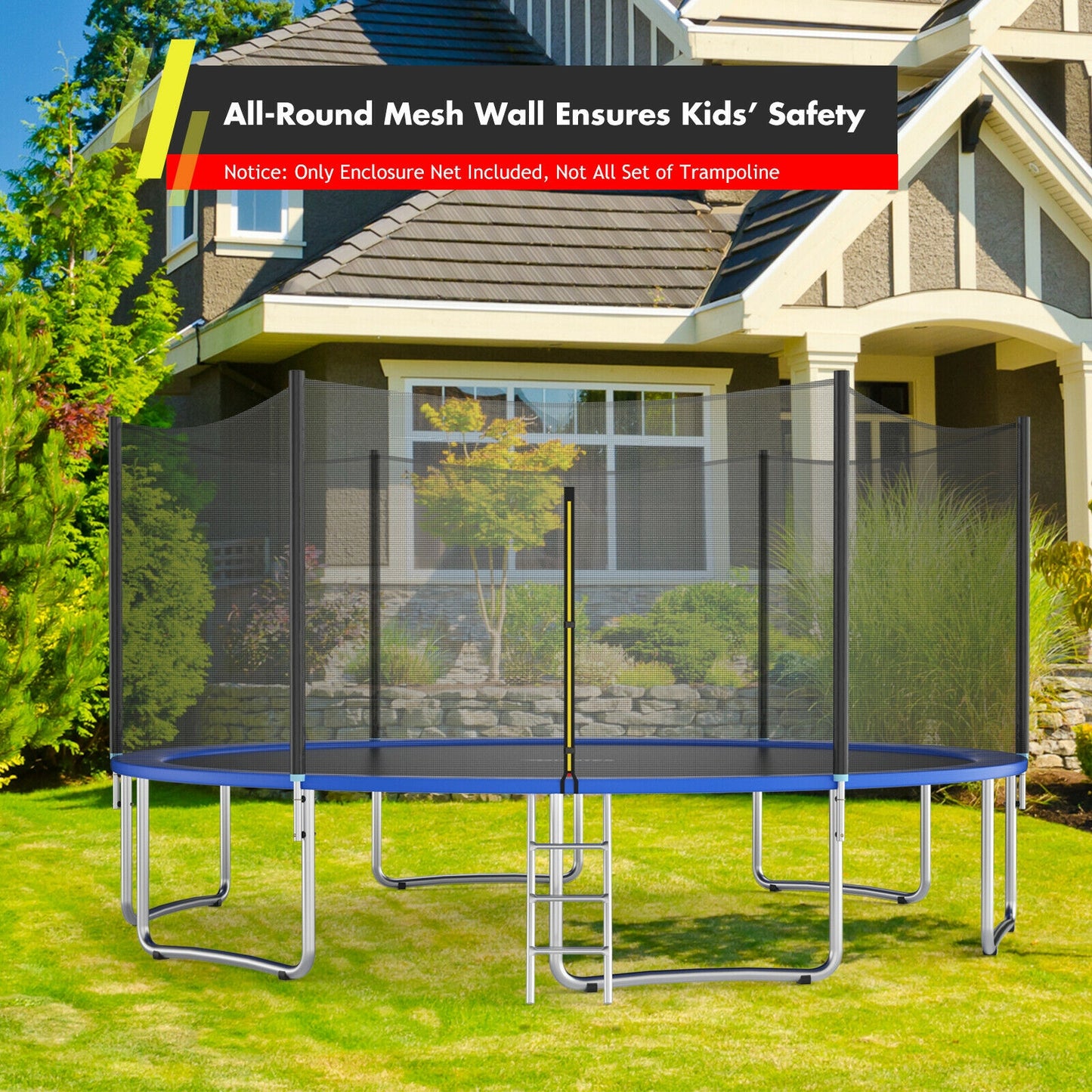 Trampoline Safety Replacement Protection Enclosure Net-16 ft Kids Crystal