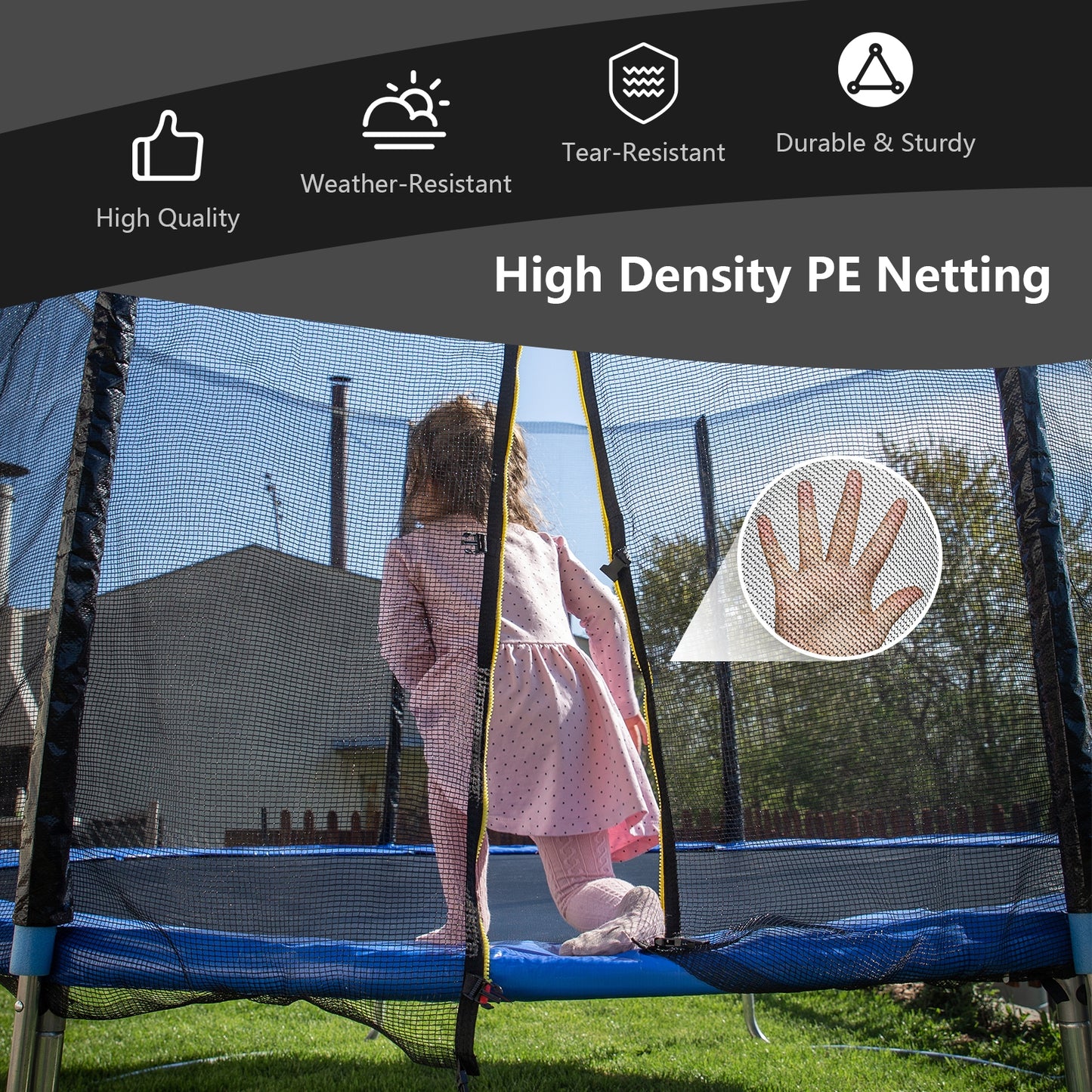 Trampoline Safety Replacement Protection Enclosure Net-10 ft Kids Crystal