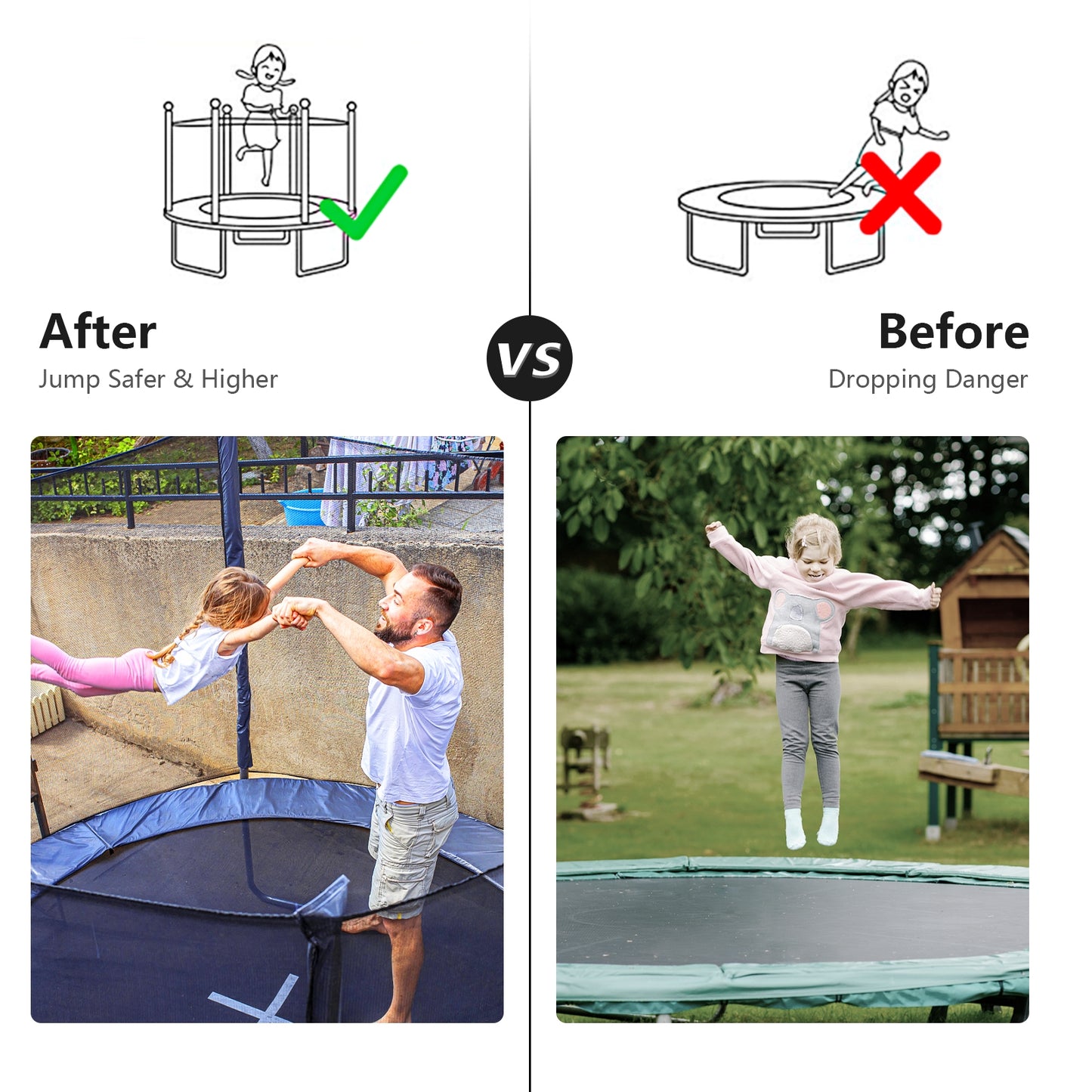 Trampoline Safety Replacement Protection Enclosure Net-10 ft Kids Crystal