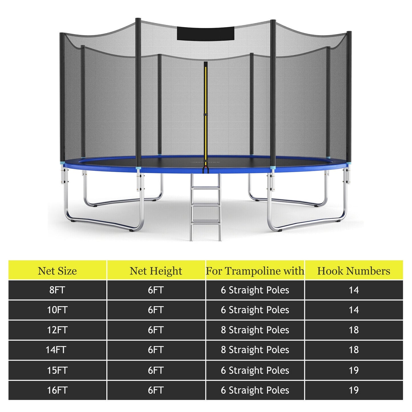 Trampoline Safety Replacement Protection Enclosure Net-10 ft Kids Crystal