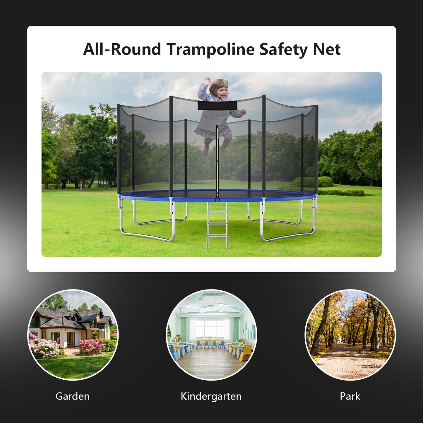 Trampoline Safety Replacement Protection Enclosure Net-8 ft Kids Crystal