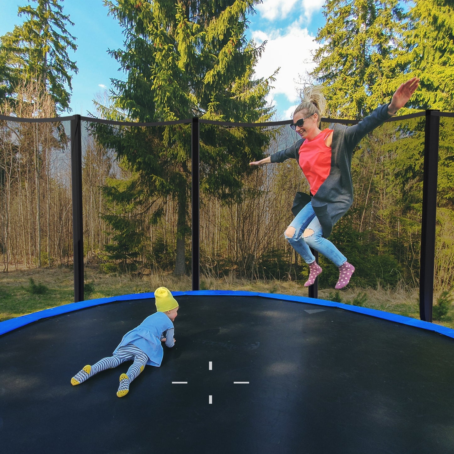 8/10/12/14/15/16 Feet Outdoor Trampoline Bounce Combo with Safety Closure Net Ladder-12 ft Kids Crystal