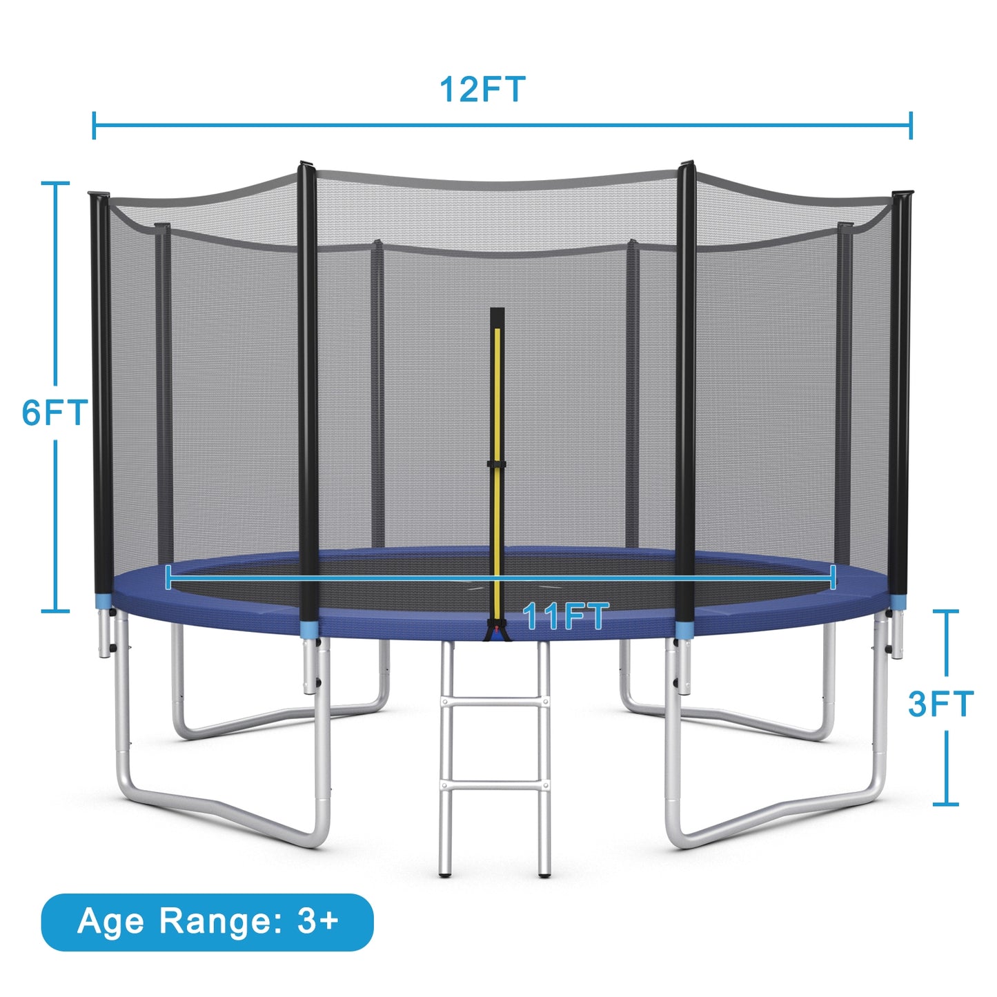 8/10/12/14/15/16 Feet Outdoor Trampoline Bounce Combo with Safety Closure Net Ladder-12 ft Kids Crystal