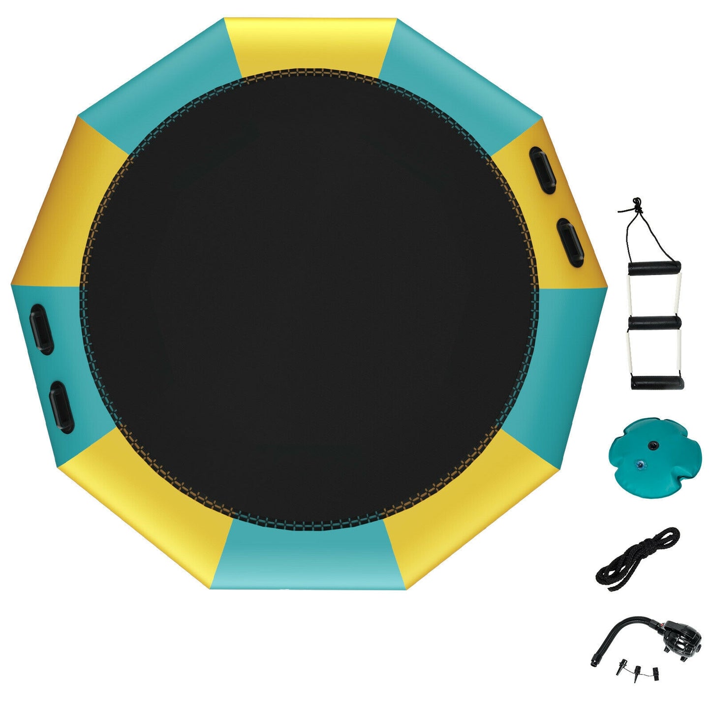 12 Feet Inflatable Splash Padded Water Bouncer Trampoline-Yellow Kids Crystal