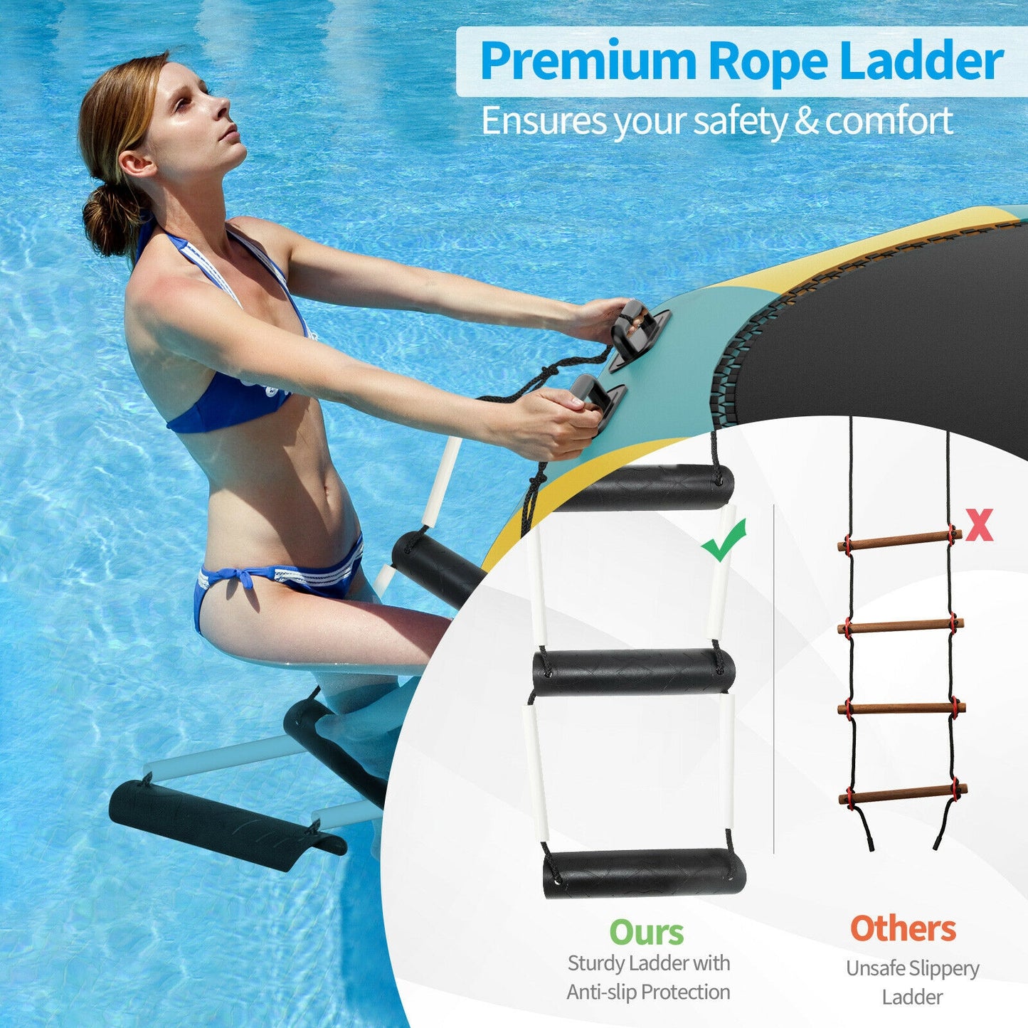 12 Feet Inflatable Splash Padded Water Bouncer Trampoline-Yellow Kids Crystal