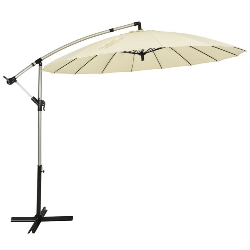 10 Feet Patio Offset Umbrella Market Hanging Umbrella for Backyard Poolside Lawn Garden-Beige Kids Crystal