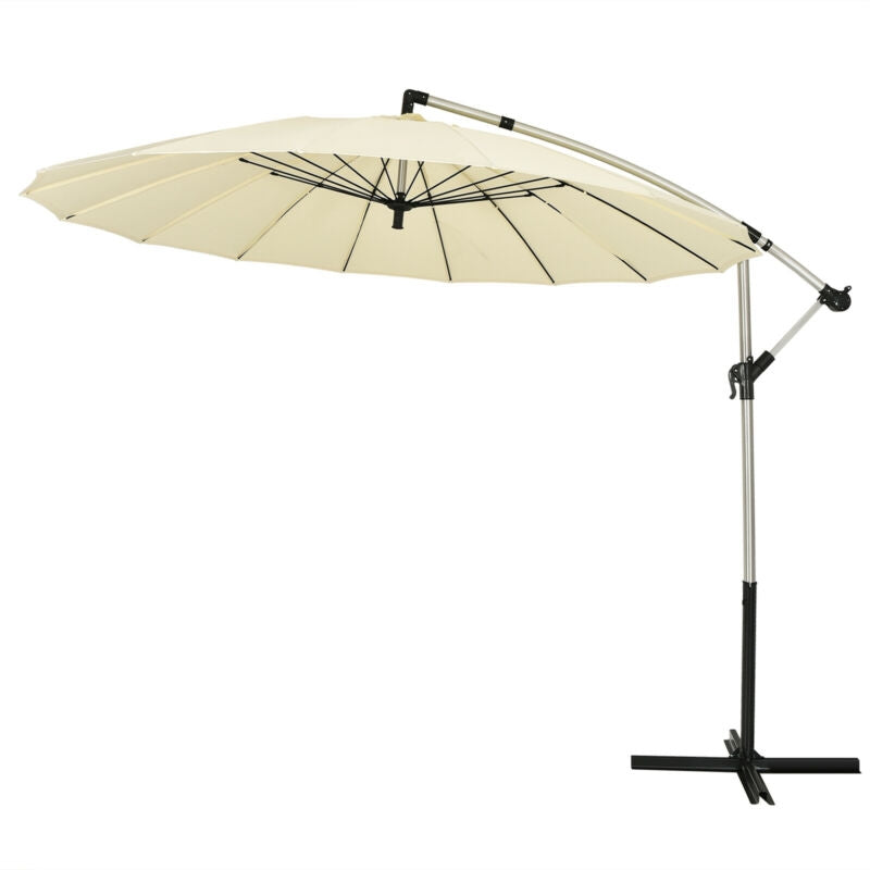 10 Feet Patio Offset Umbrella Market Hanging Umbrella for Backyard Poolside Lawn Garden-Beige Kids Crystal