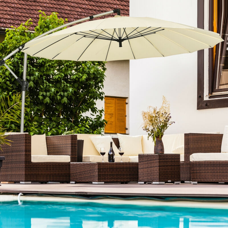 10 Feet Patio Offset Umbrella Market Hanging Umbrella for Backyard Poolside Lawn Garden-Beige Kids Crystal