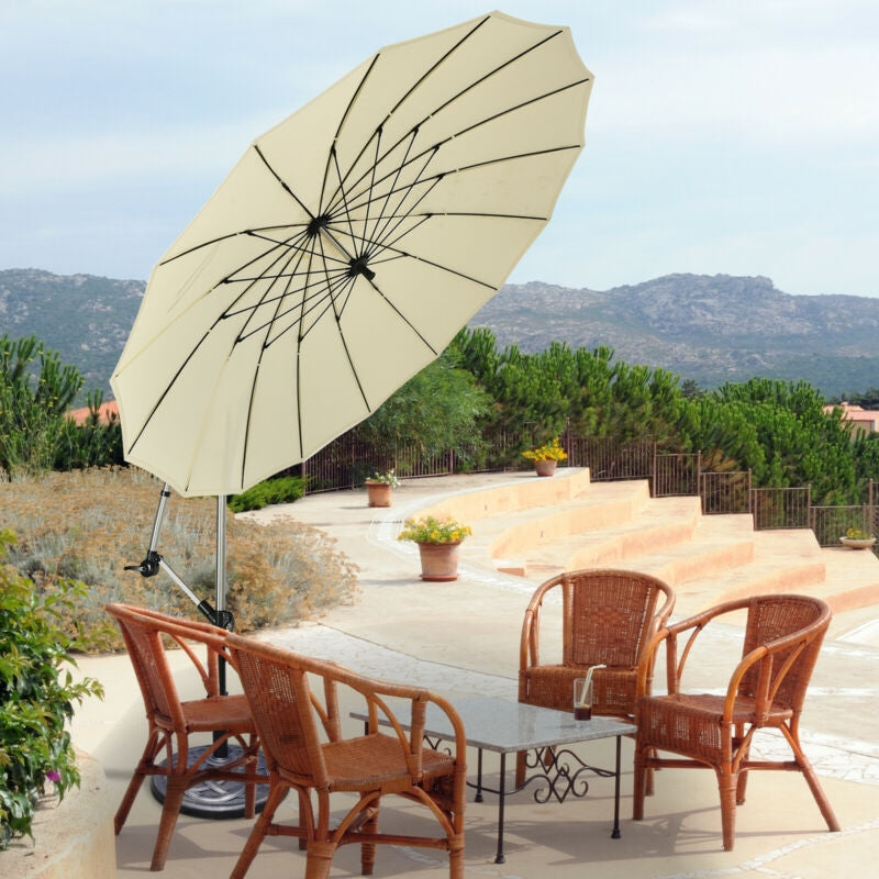 10 Feet Patio Offset Umbrella Market Hanging Umbrella for Backyard Poolside Lawn Garden-Beige Kids Crystal