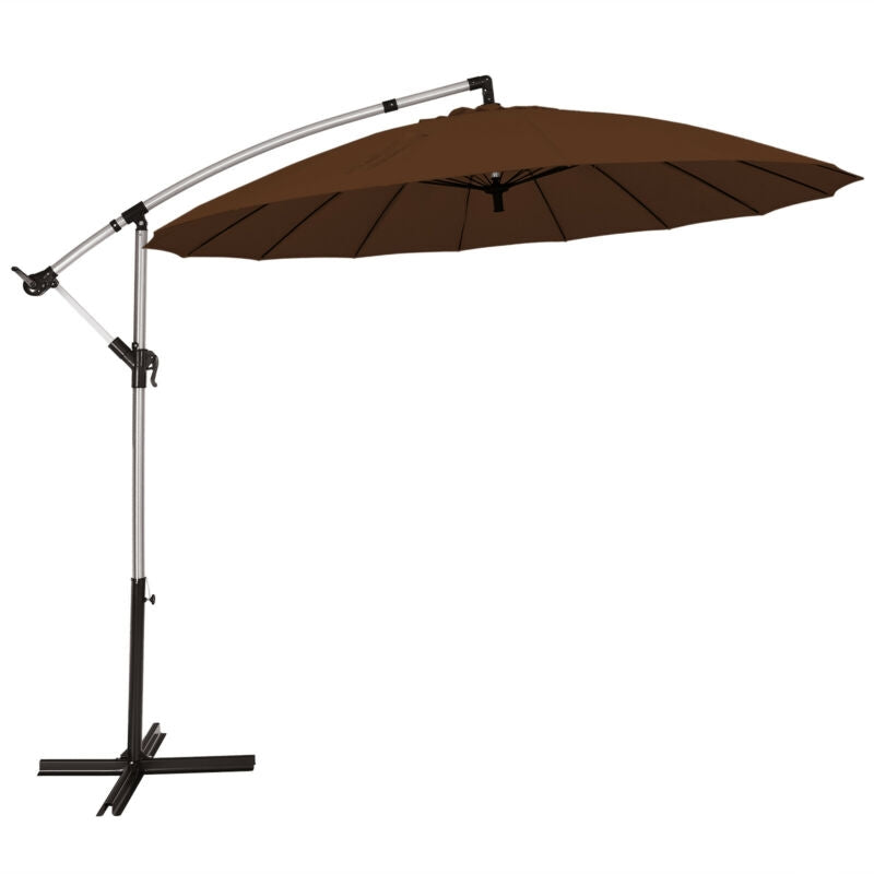 10 Feet Patio Offset Umbrella Market Hanging Umbrella for Backyard Poolside Lawn Garden-Tan Kids Crystal