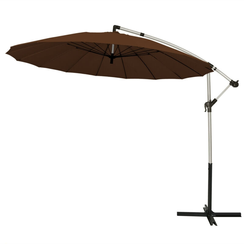 10 Feet Patio Offset Umbrella Market Hanging Umbrella for Backyard Poolside Lawn Garden-Tan Kids Crystal