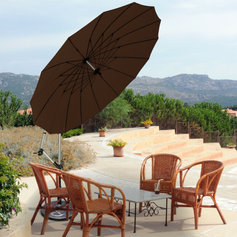 10 Feet Patio Offset Umbrella Market Hanging Umbrella for Backyard Poolside Lawn Garden-Tan Kids Crystal