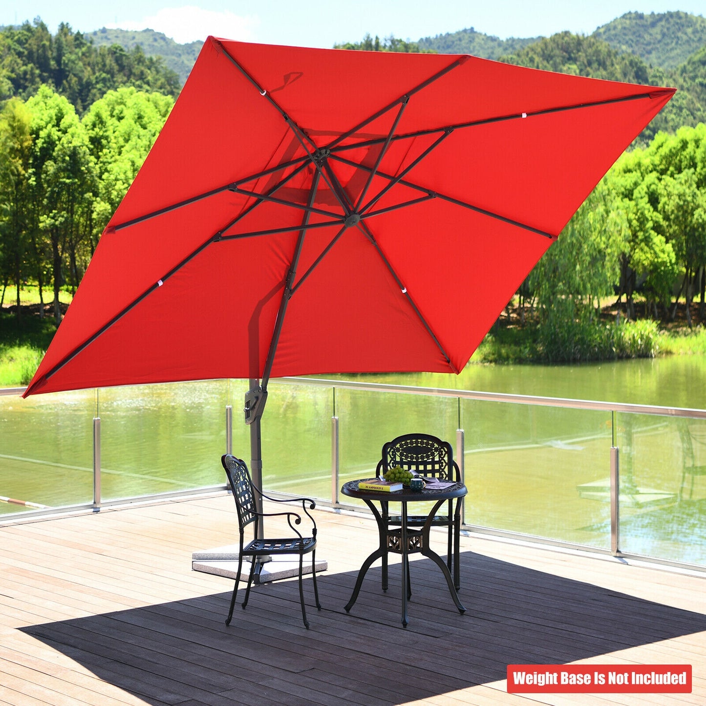 10 x13 Feet Rectangular Cantilever Umbrella with 360° Rotation Function-Wine Kids Crystal