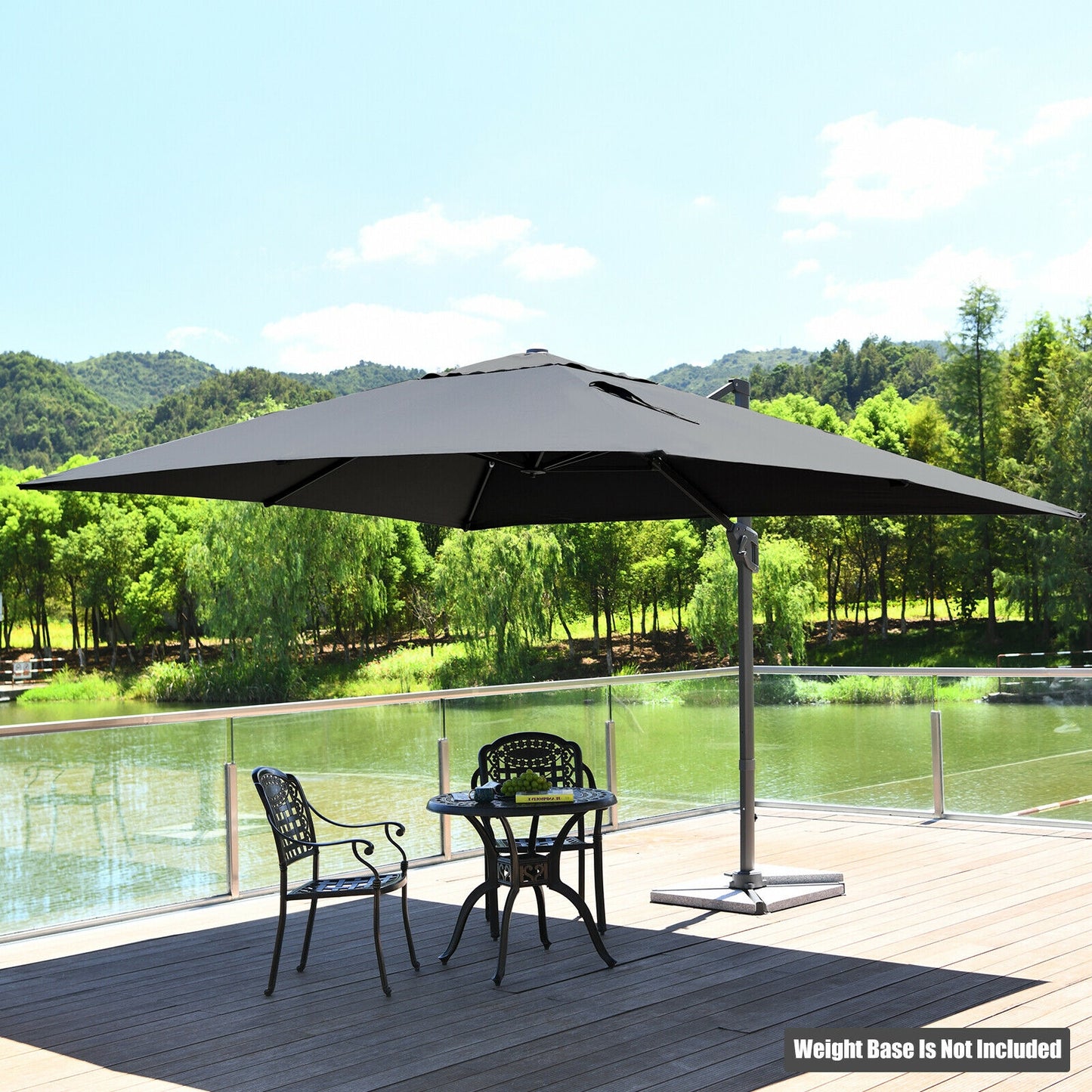 10 x13 Feet Rectangular Cantilever Umbrella with 360° Rotation Function-Gray Kids Crystal