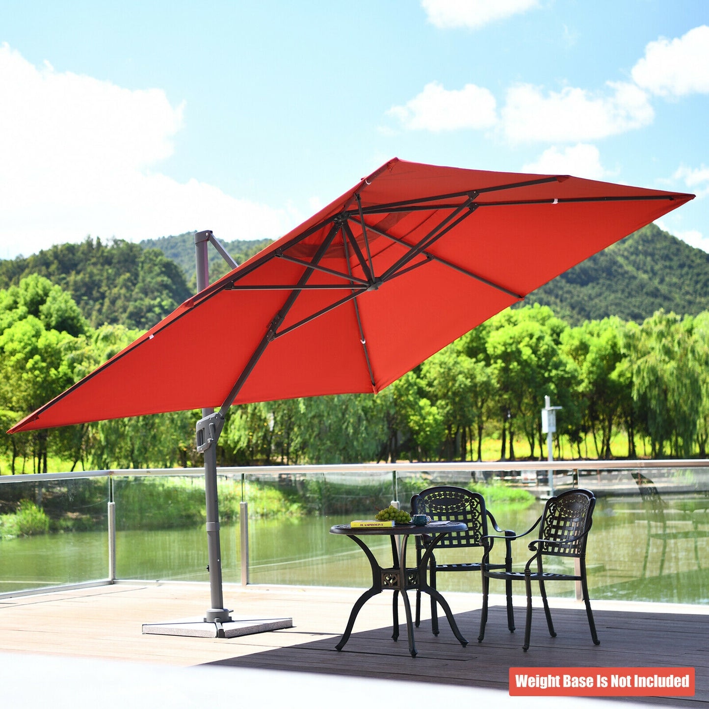 10 x13 Feet Rectangular Cantilever Umbrella with 360° Rotation Function-Orange Kids Crystal