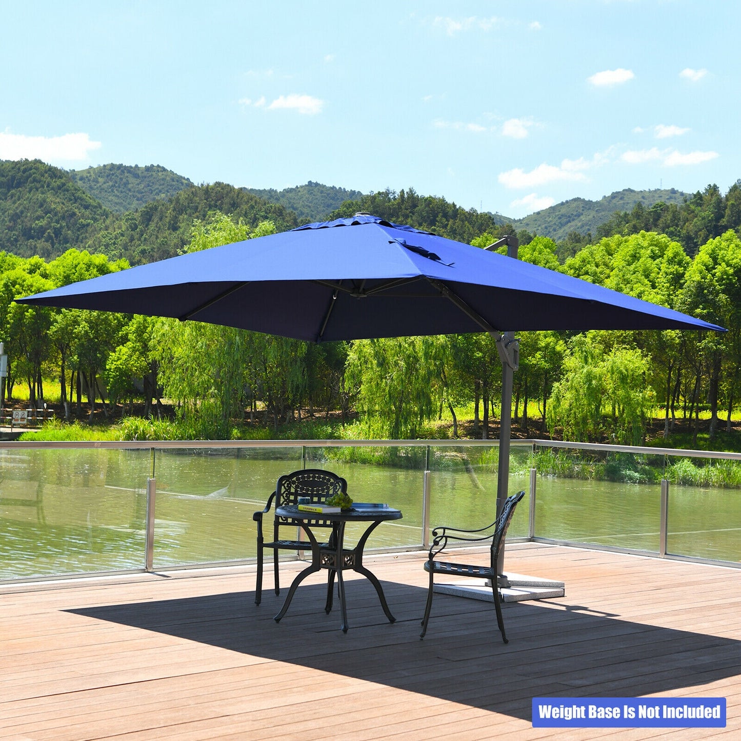 10 x13 Feet Rectangular Cantilever Umbrella with 360° Rotation Function-Navy Kids Crystal