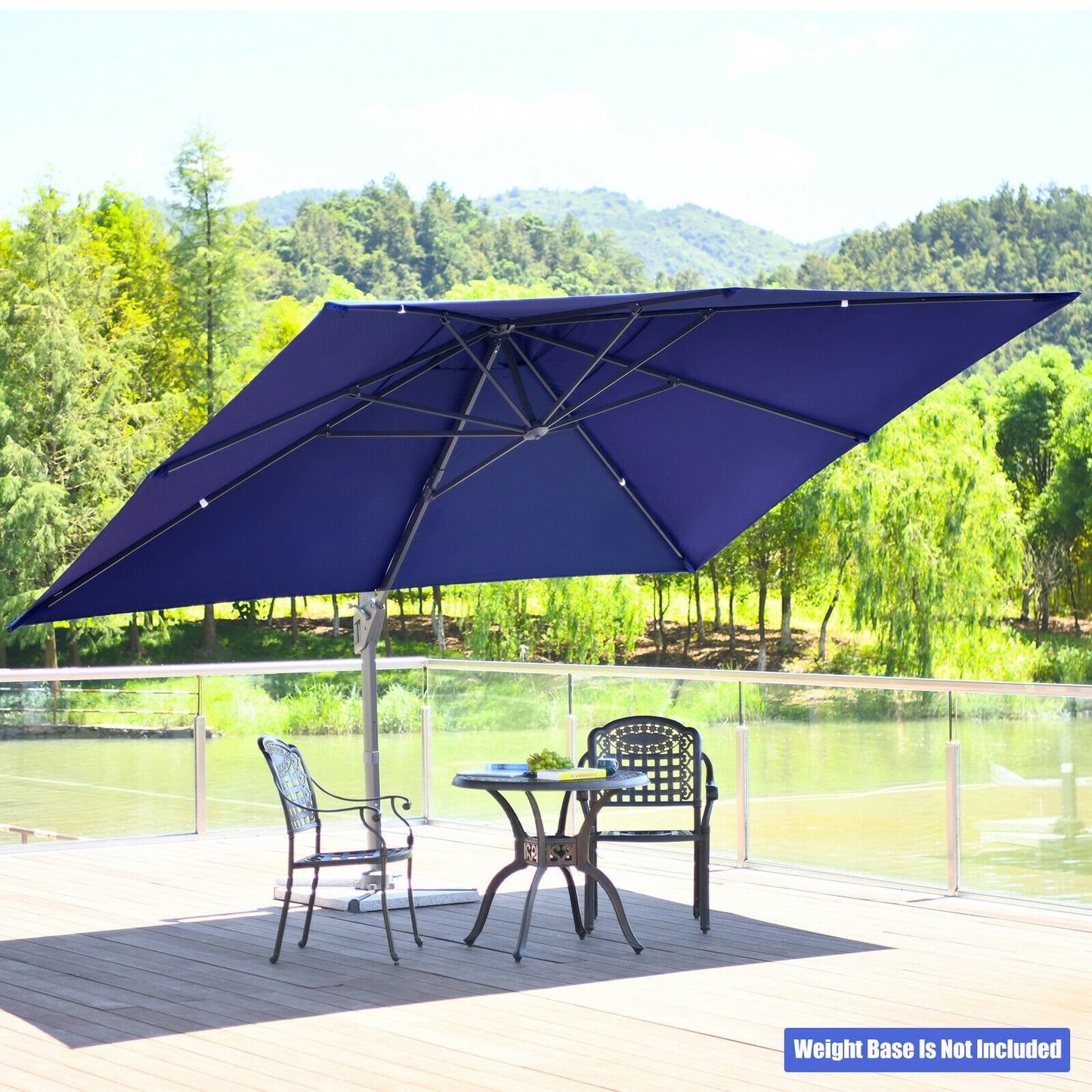 10 x13 Feet Rectangular Cantilever Umbrella with 360° Rotation Function-Navy Kids Crystal