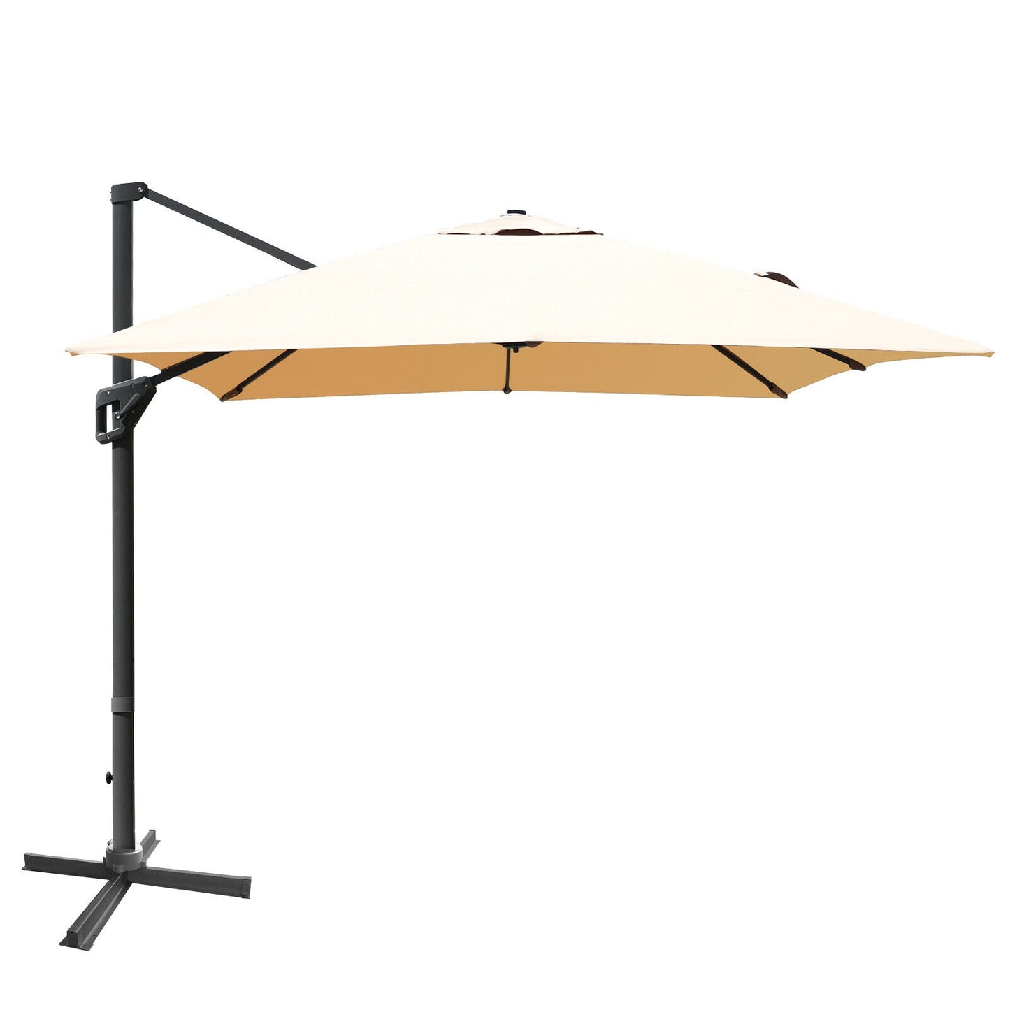 10 x13 Feet Rectangular Cantilever Umbrella with 360° Rotation Function-Beige Kids Crystal