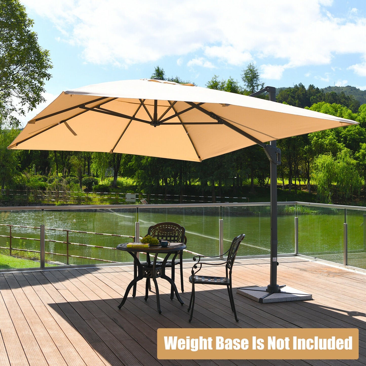 10 x13 Feet Rectangular Cantilever Umbrella with 360° Rotation Function-Beige Kids Crystal