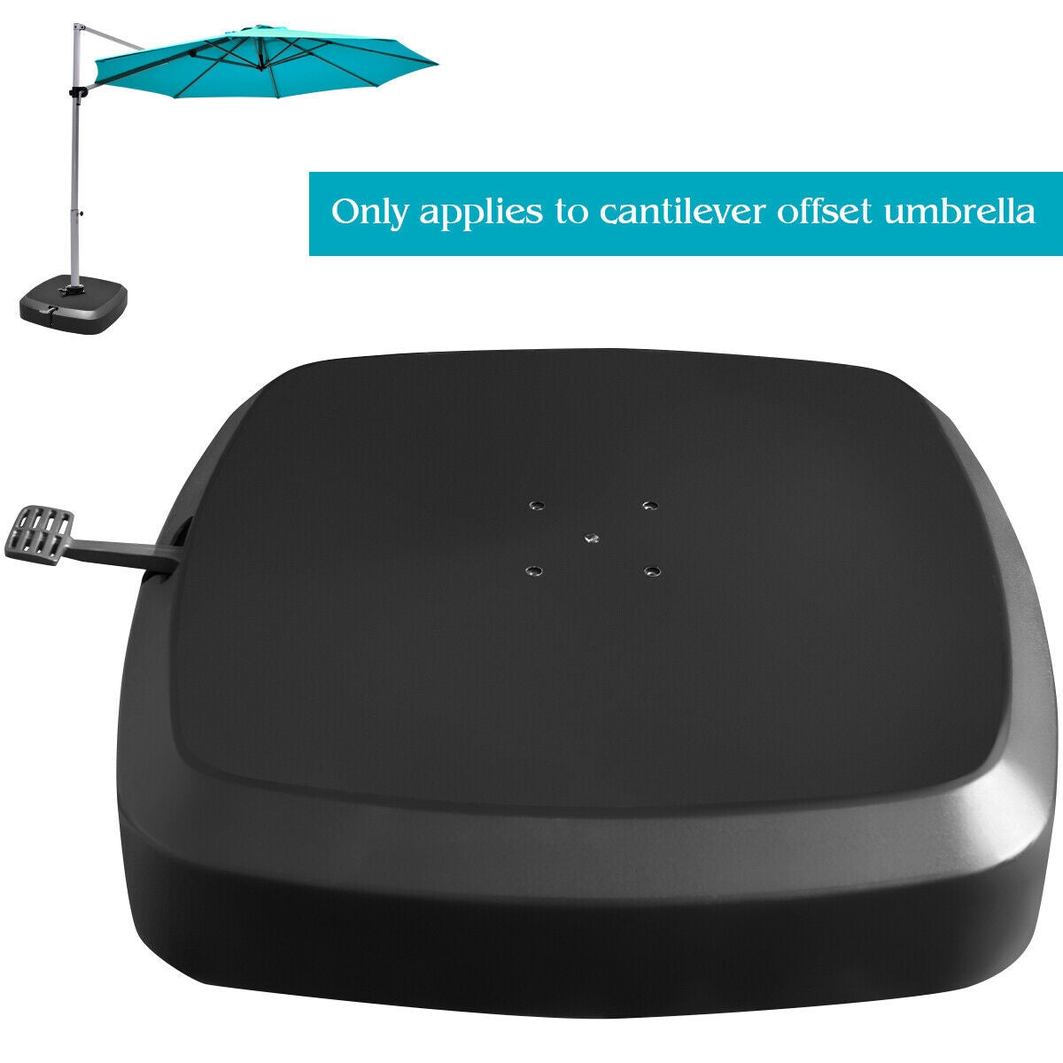 Patio Cantilever Offset Umbrella Base with Wheels for Garden Poolside Deck Kids Crystal
