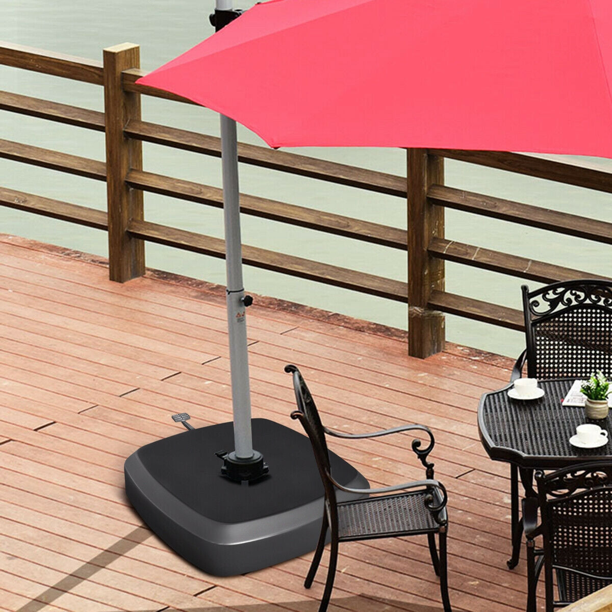 Patio Cantilever Offset Umbrella Base with Wheels for Garden Poolside Deck Kids Crystal