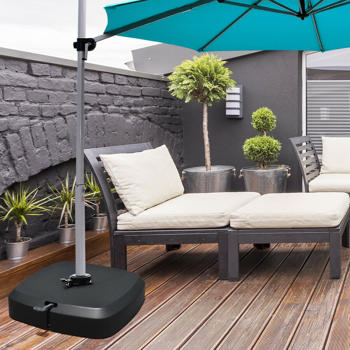 Patio Cantilever Offset Umbrella Base with Wheels for Garden Poolside Deck Kids Crystal
