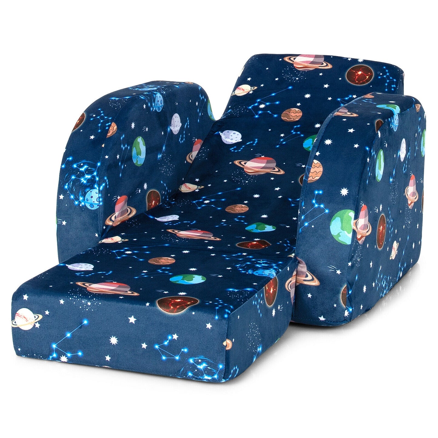 3-in-1 Convertible Kid Sofa Bed Flip-Out Chair Lounger for Toddler-Blue Kids Crystal