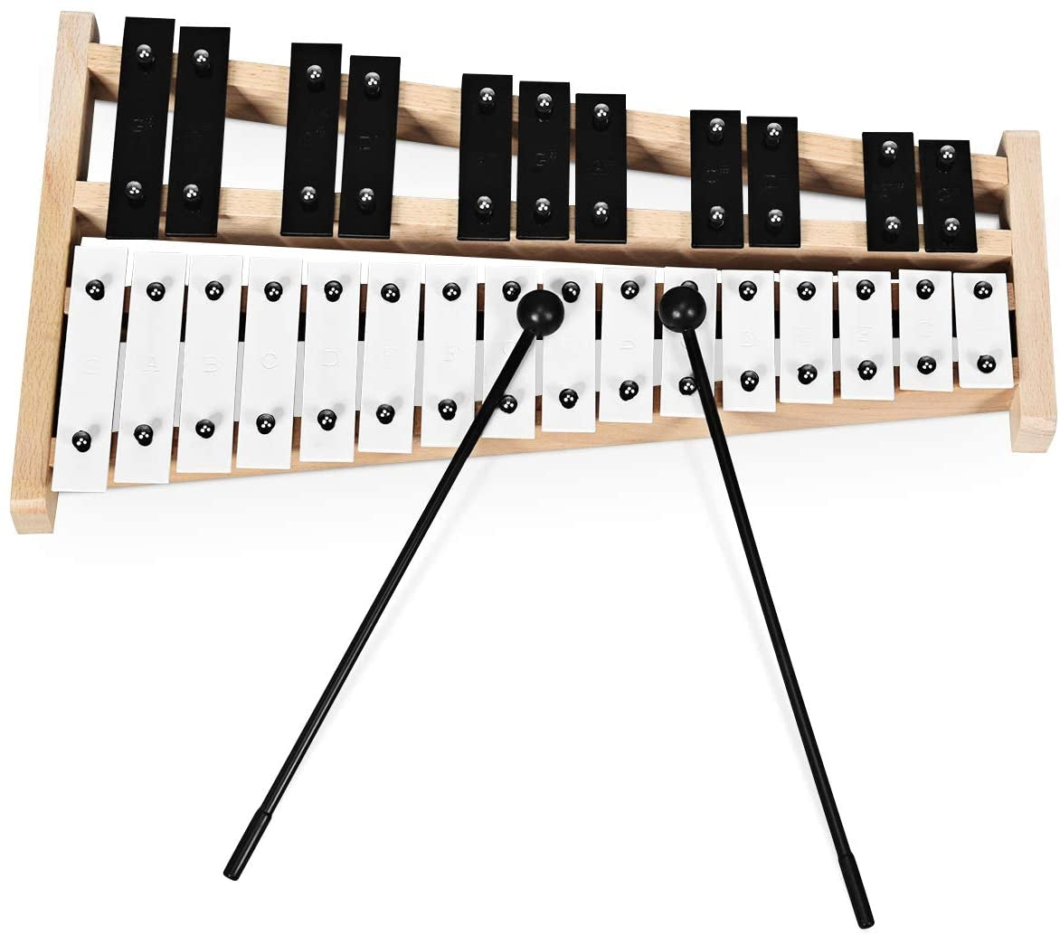 27 Note Glockenspiel Xylophone with 2 Rubber Mallets Kids Crystal
