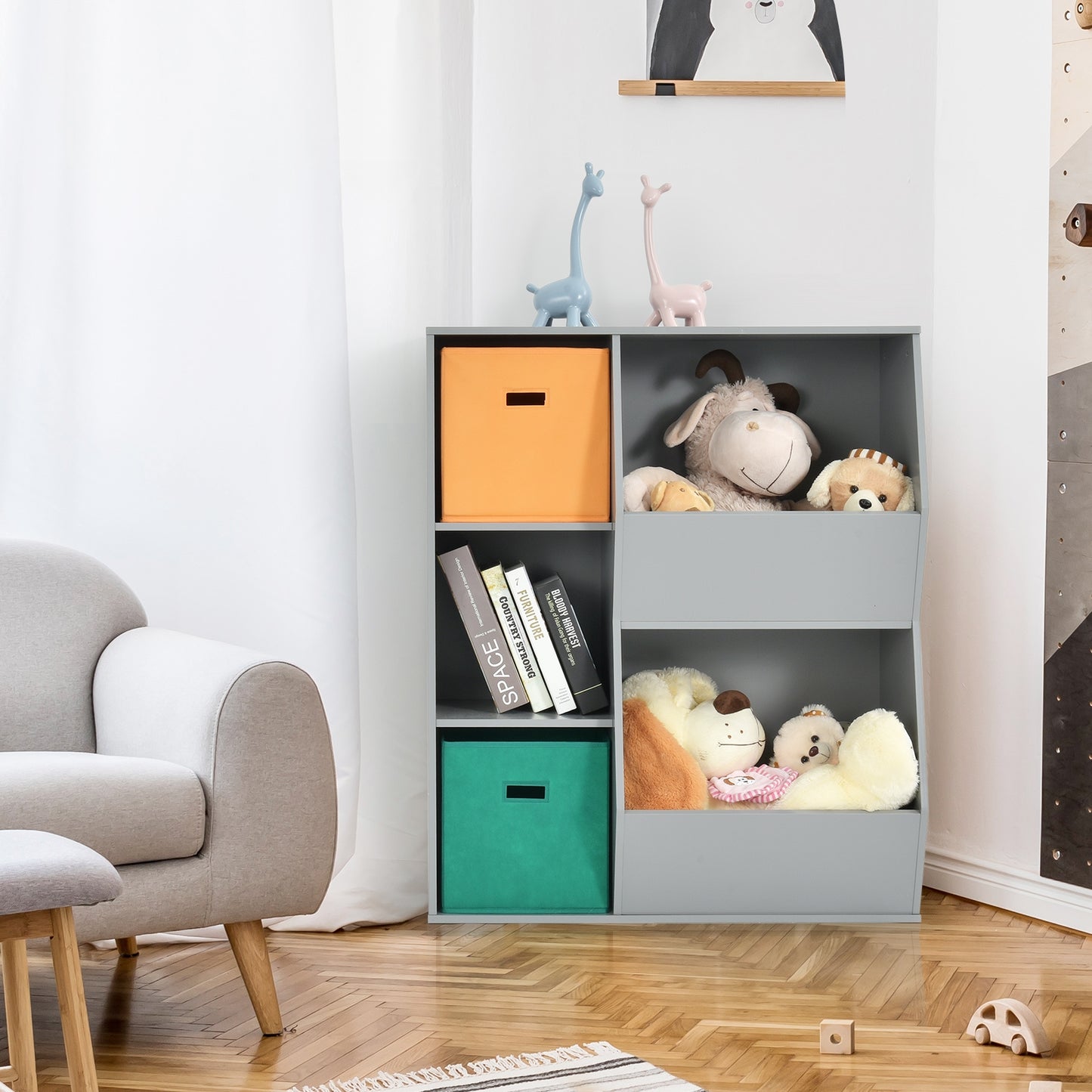 Kids Toy Storage Cabinet Shelf Organizer -Gray Kids Crystal