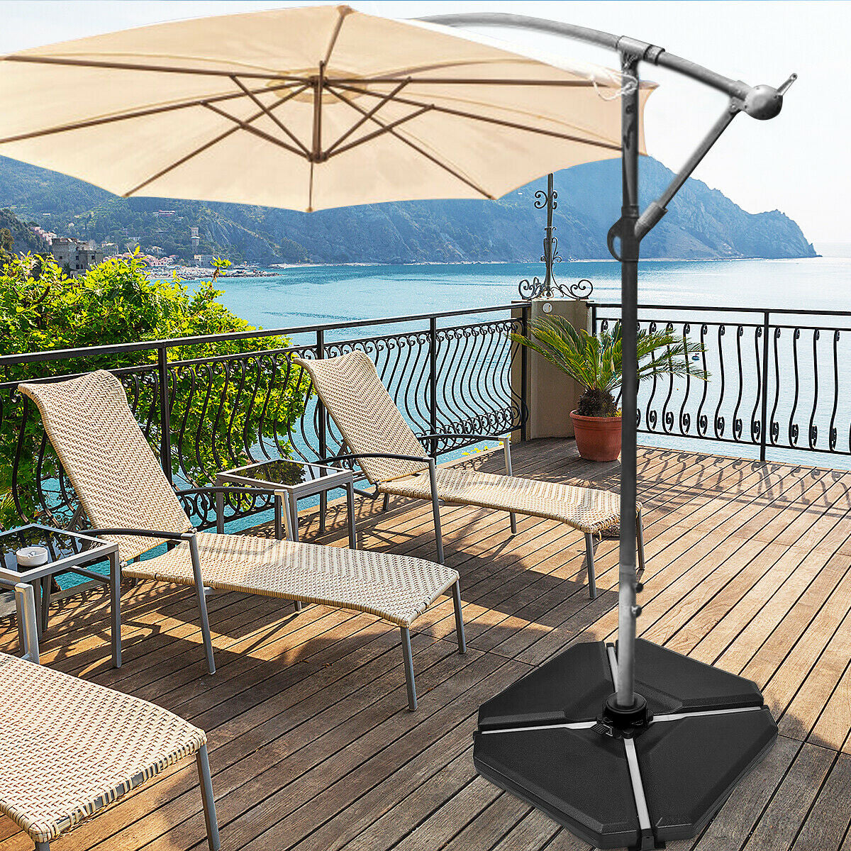 4 Pieces 195 lbs Patio Cantilever Offset Umbrella Base Weight Sand Kids Crystal