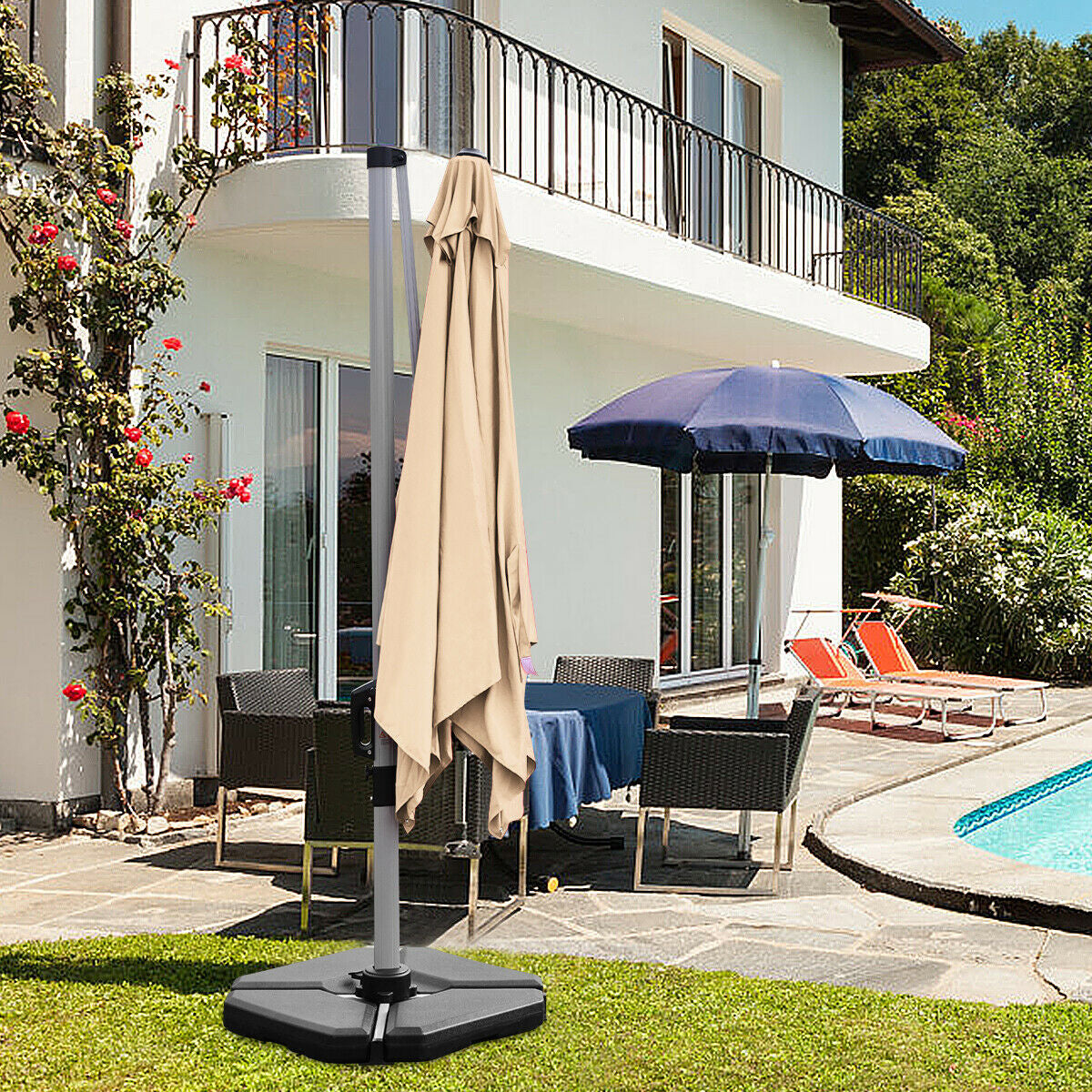 4 Pieces 195 lbs Patio Cantilever Offset Umbrella Base Weight Sand Kids Crystal