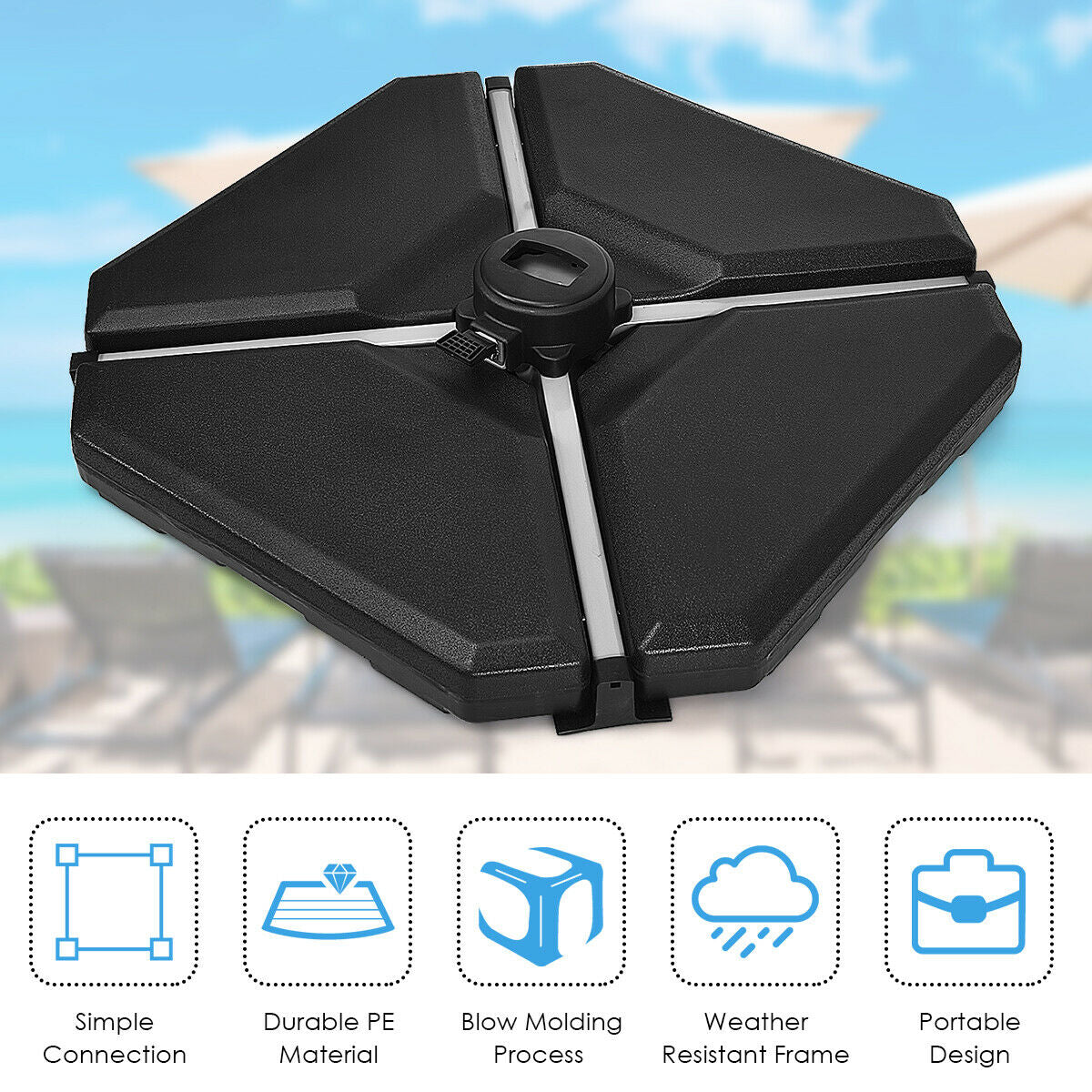 4 Pieces 195 lbs Patio Cantilever Offset Umbrella Base Weight Sand Kids Crystal