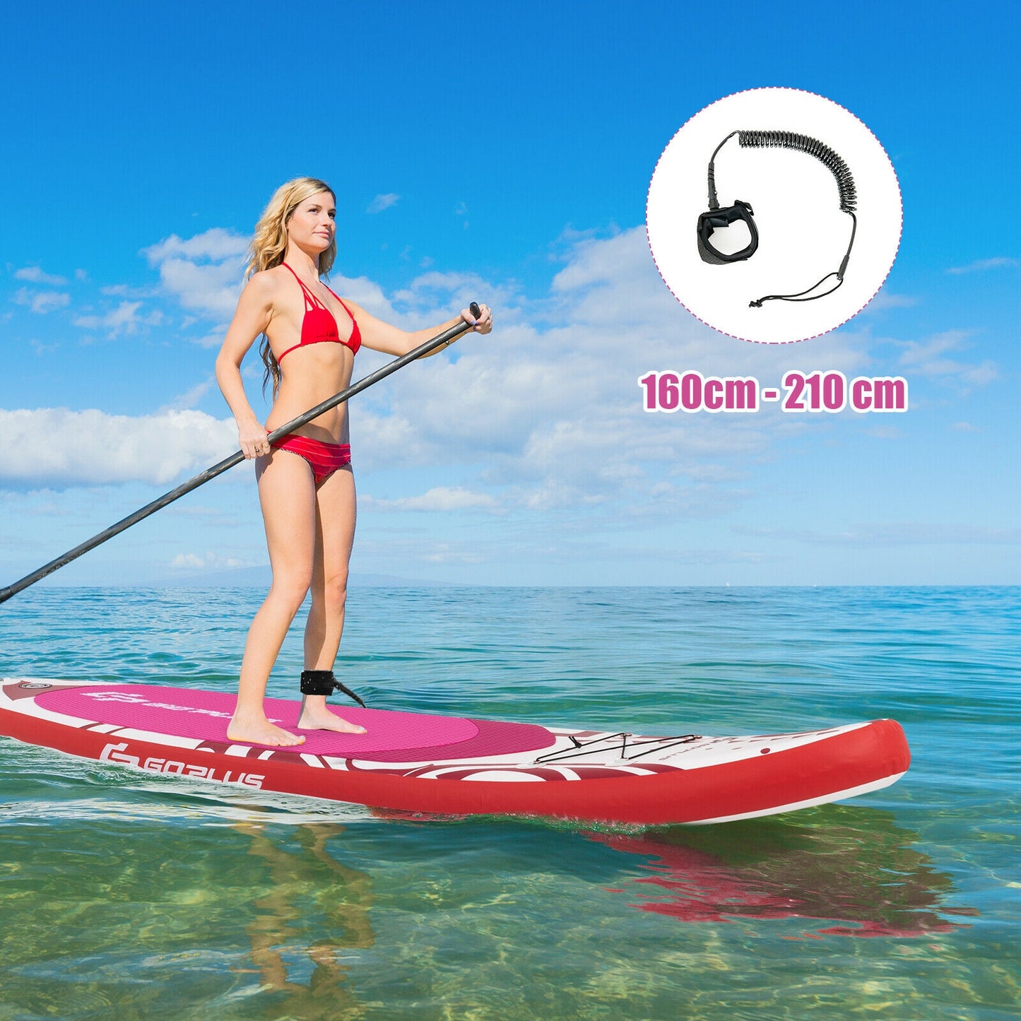 11 Feet Inflatable Adjustable Paddle Board with Carry Bag-L Kids Crystal
