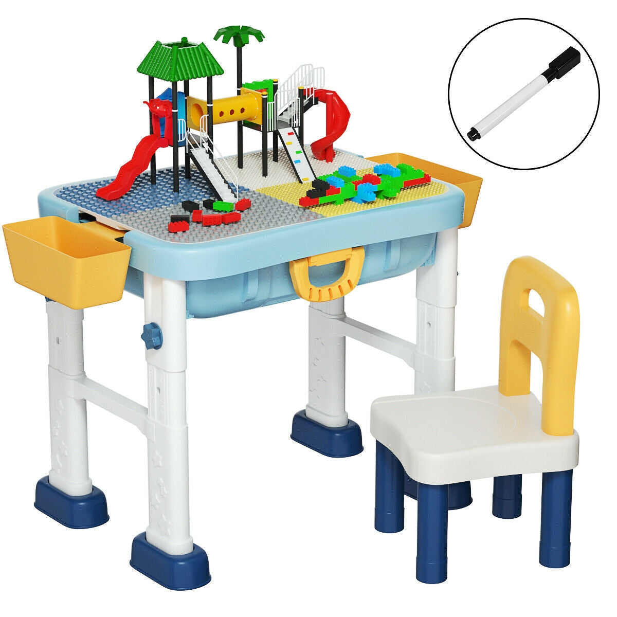 6-in-1 Kids Activity Table Set with Chair Kids Crystal