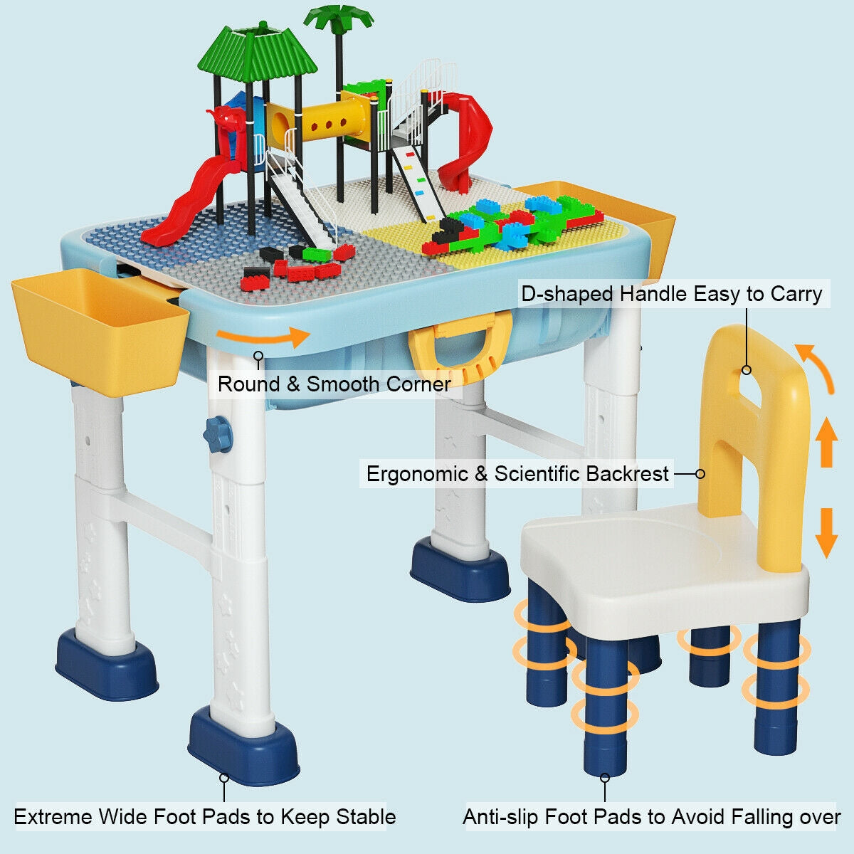 6-in-1 Kids Activity Table Set with Chair Kids Crystal