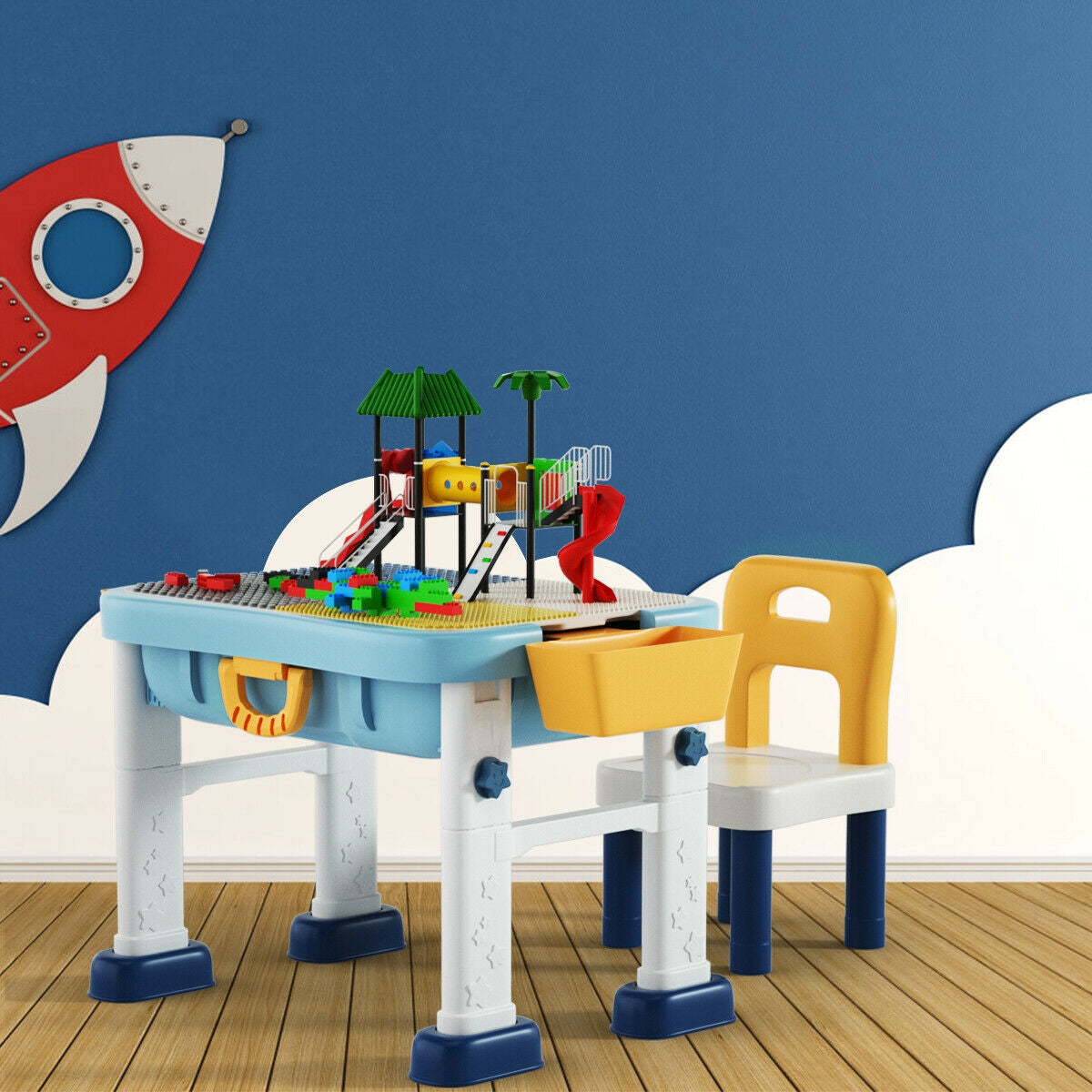 6-in-1 Kids Activity Table Set with Chair Kids Crystal