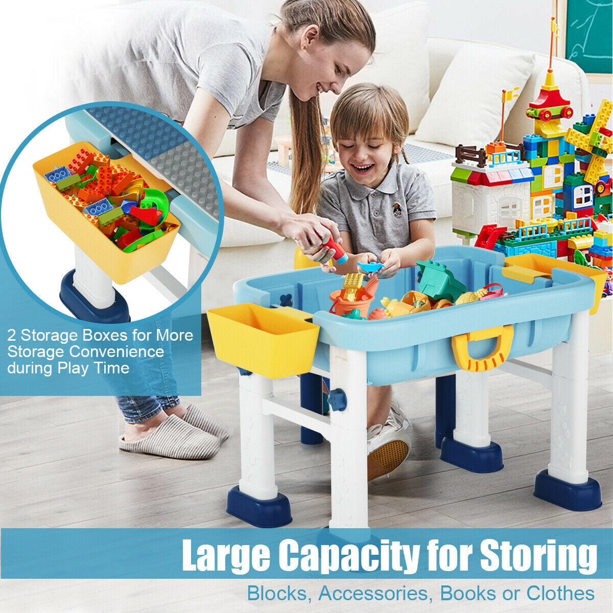 6-in-1 Kids Activity Table Set with Chair Kids Crystal