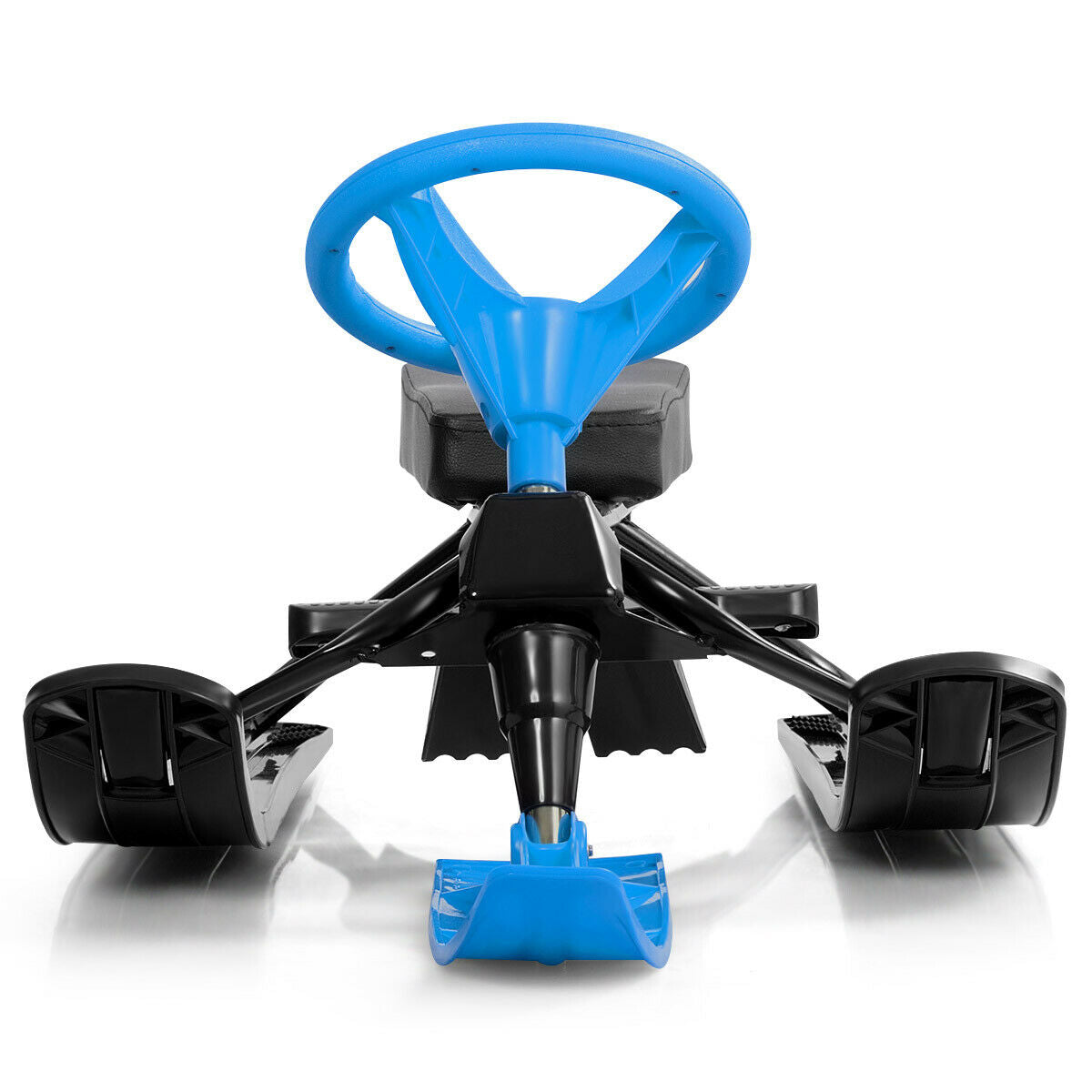 Kids Snow Sand Grass Sled with Steering Wheel and Brakes-Blue Kids Crystal