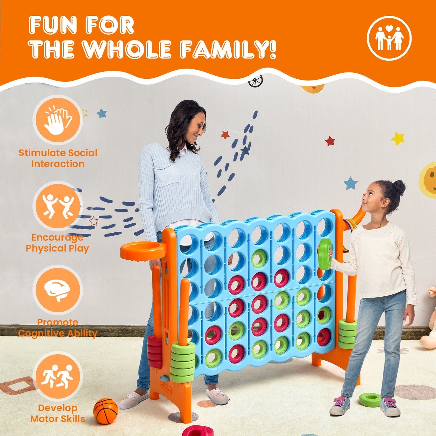 2.5ft 4-to-Score Giant Game Set-Orange Kids Crystal