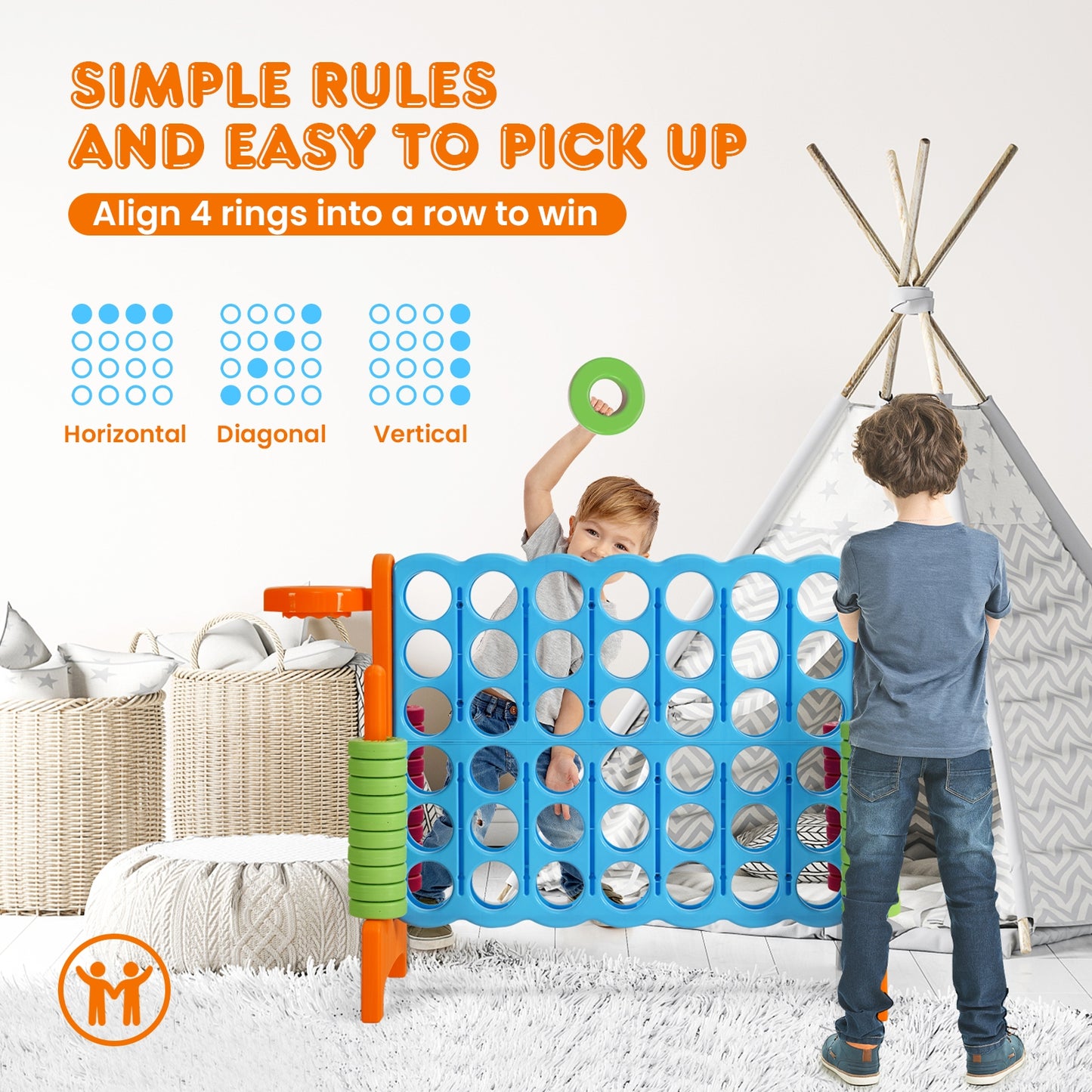 2.5ft 4-to-Score Giant Game Set-Orange Kids Crystal