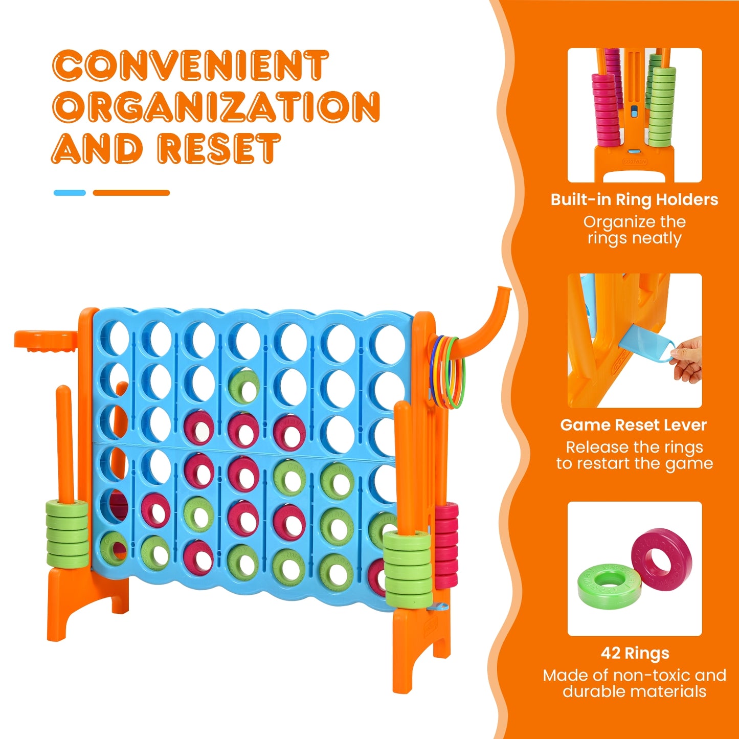 2.5ft 4-to-Score Giant Game Set-Orange Kids Crystal