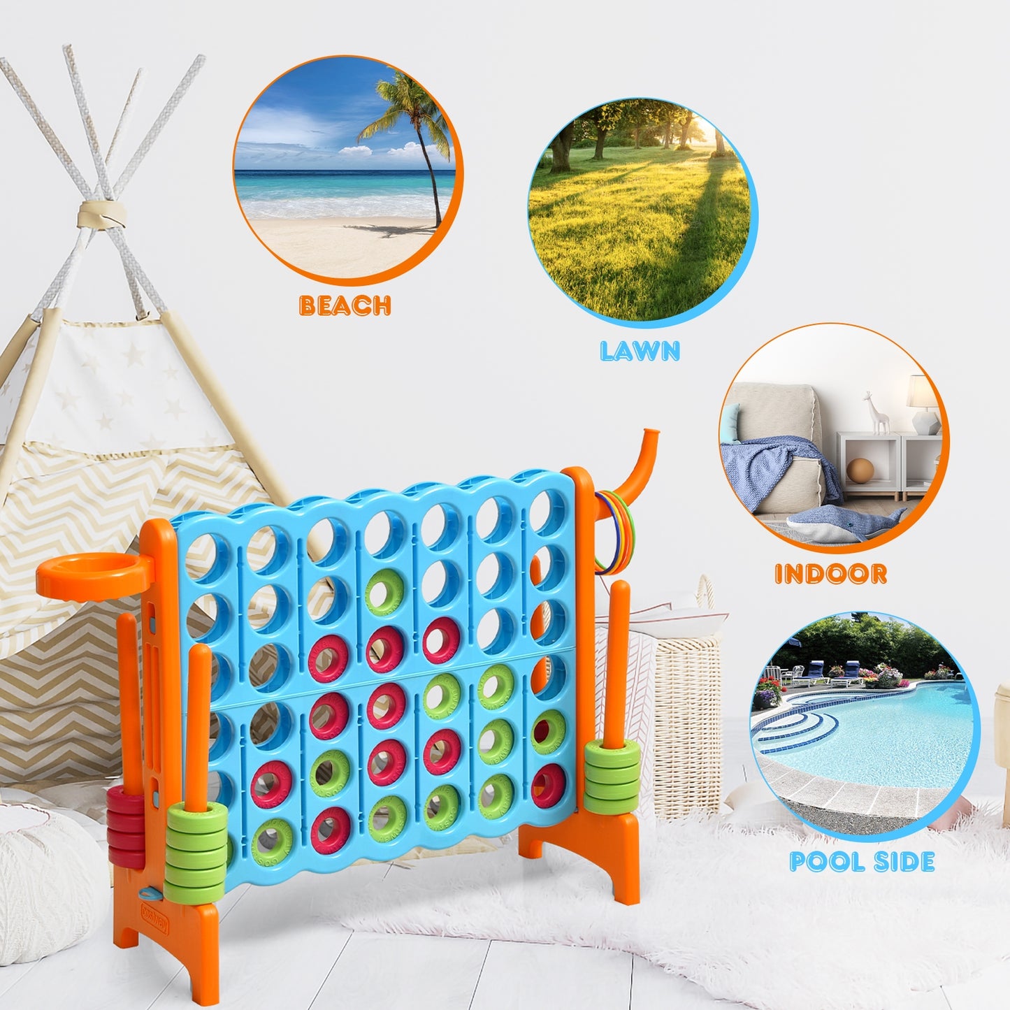 2.5ft 4-to-Score Giant Game Set-Orange Kids Crystal