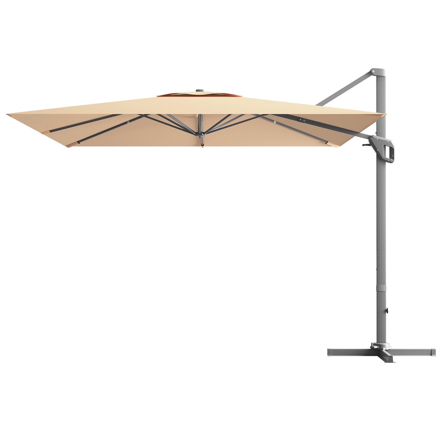 10 x 10 Feet Patio Offset Cantilever Umbrella with Aluminum 360-degree Rotation Tilt-Beige Kids Crystal