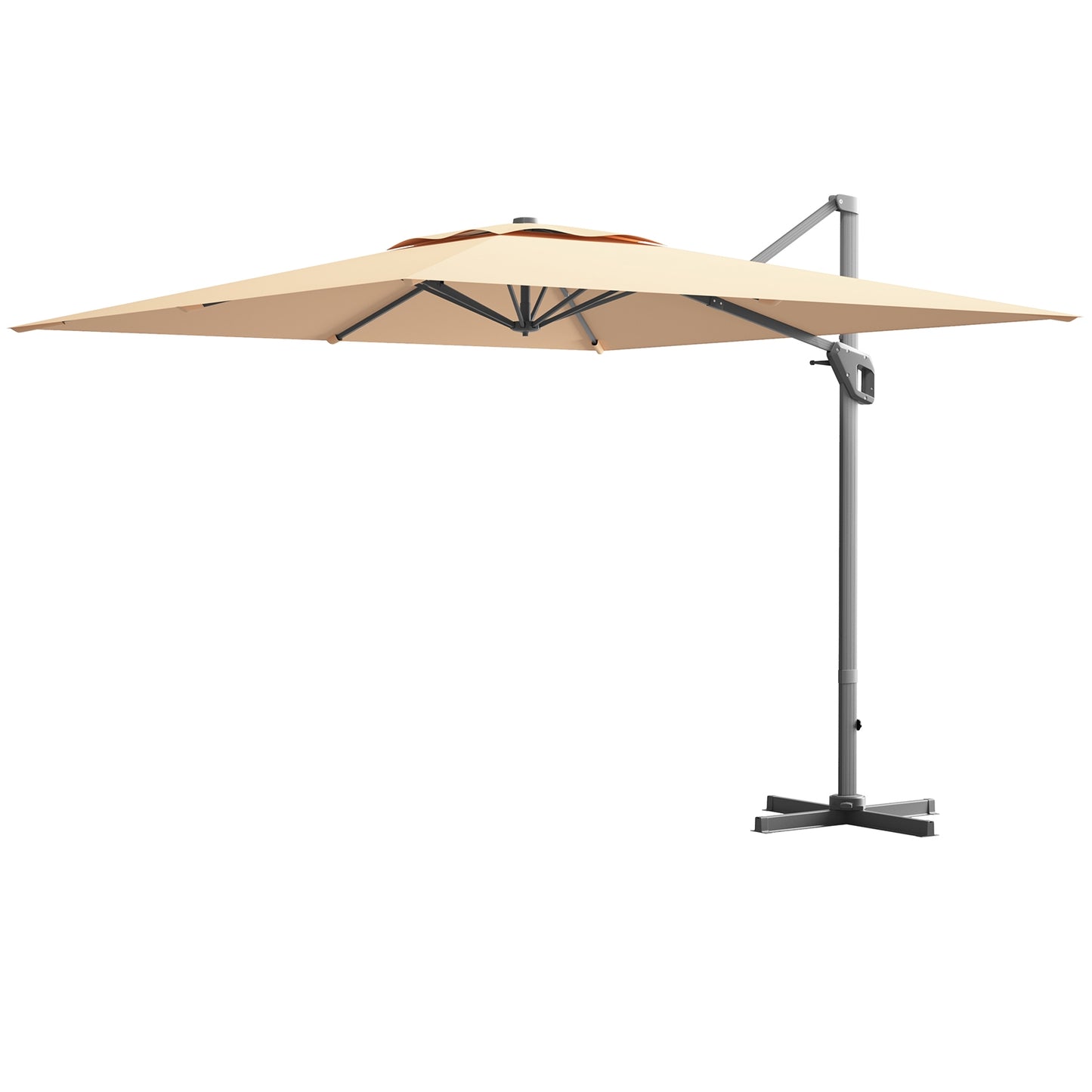 10 x 10 Feet Patio Offset Cantilever Umbrella with Aluminum 360-degree Rotation Tilt-Beige Kids Crystal