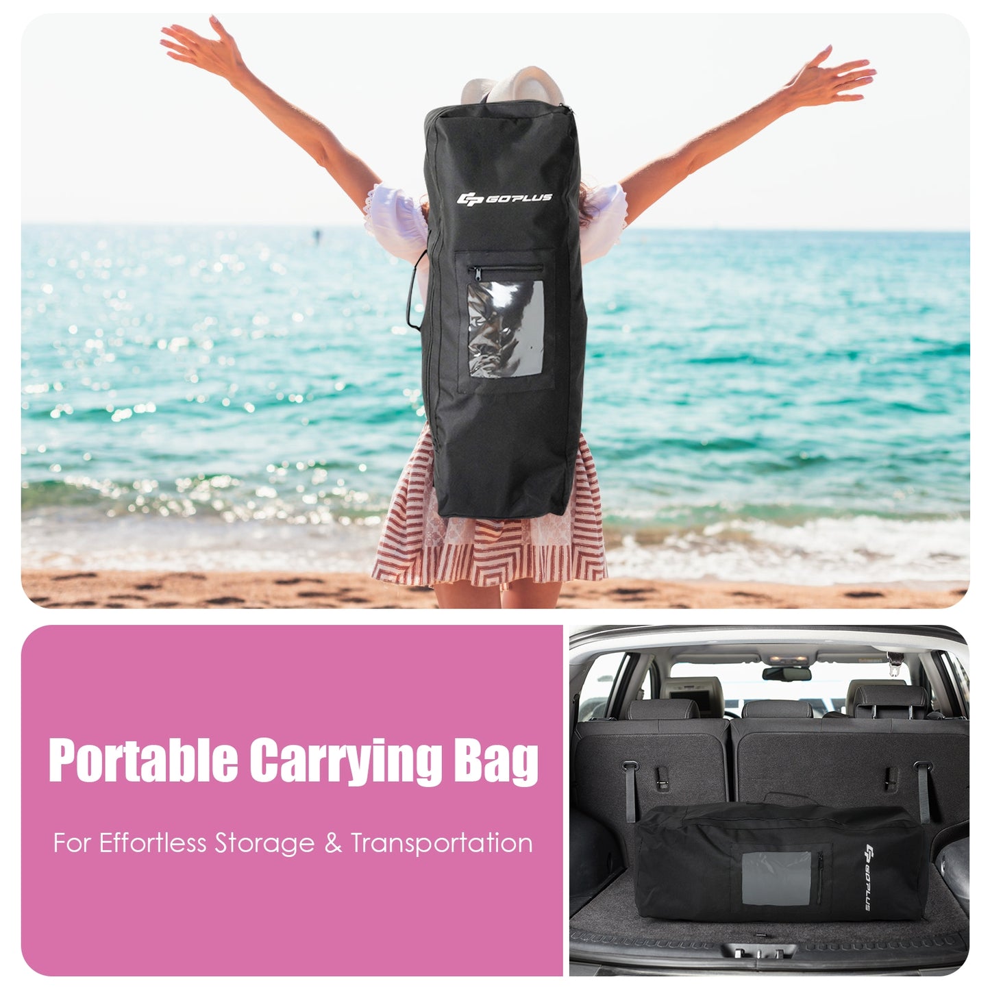 10.6 Feet Inflatable Adjustable Paddle Board with Carry Bag Kids Crystal