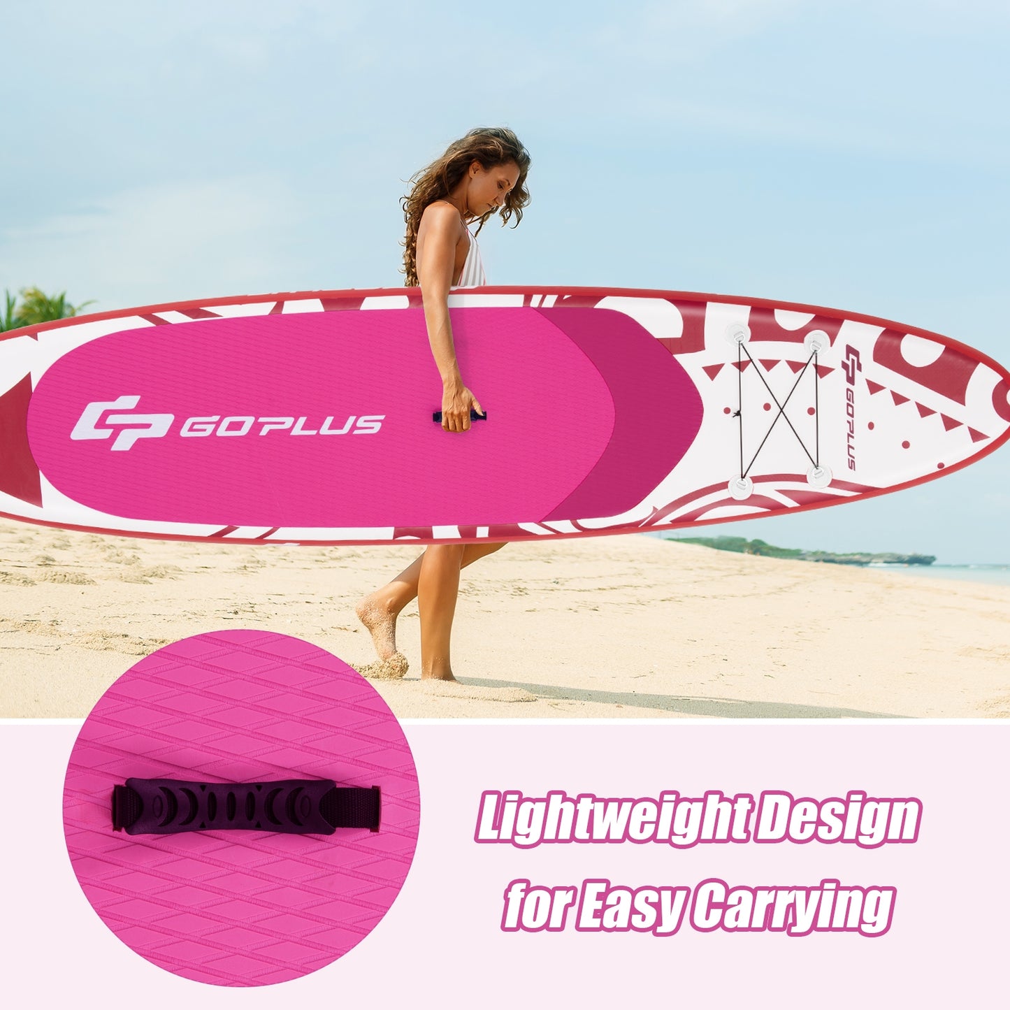 10.6 Feet Inflatable Adjustable Paddle Board with Carry Bag Kids Crystal