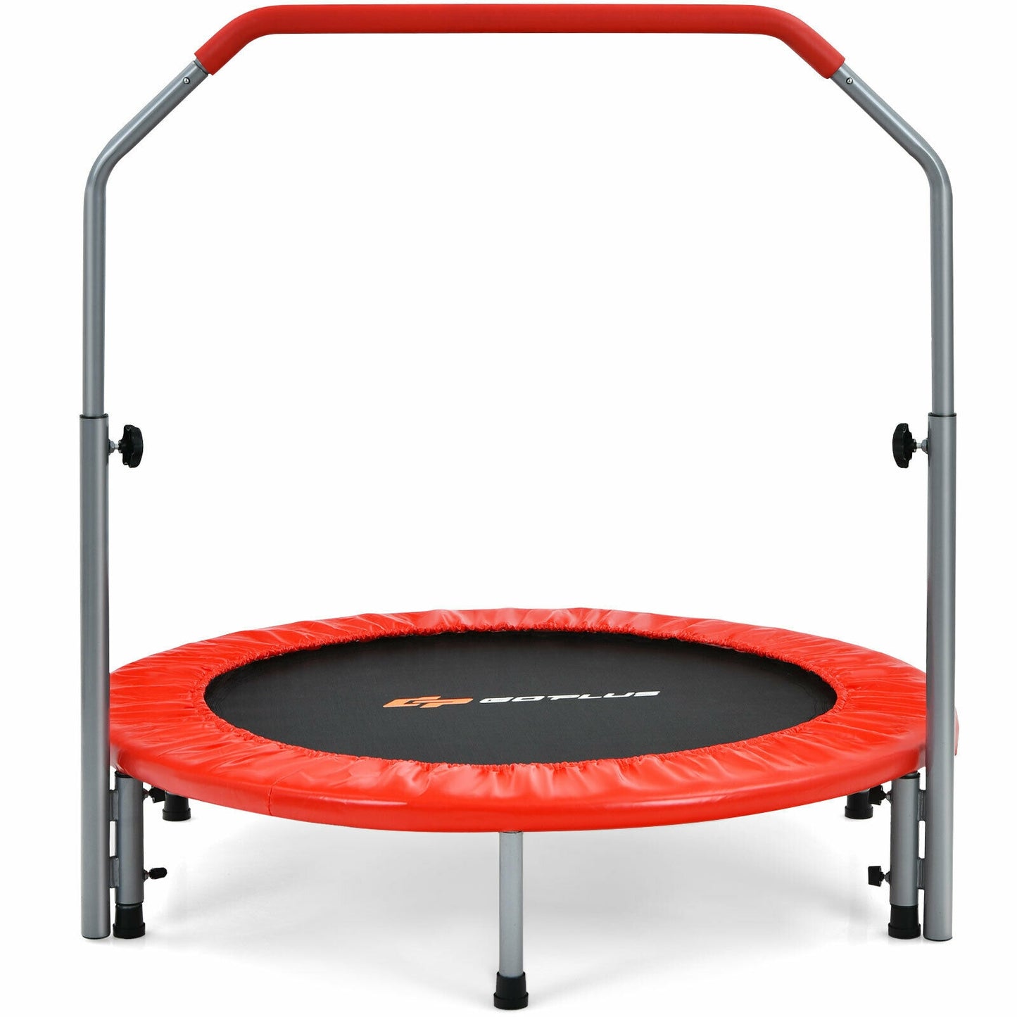 40 Inch Folding Exercise Trampoline Rebounder with 4-Level Handrail Carrying Bag-Red Kids Crystal
