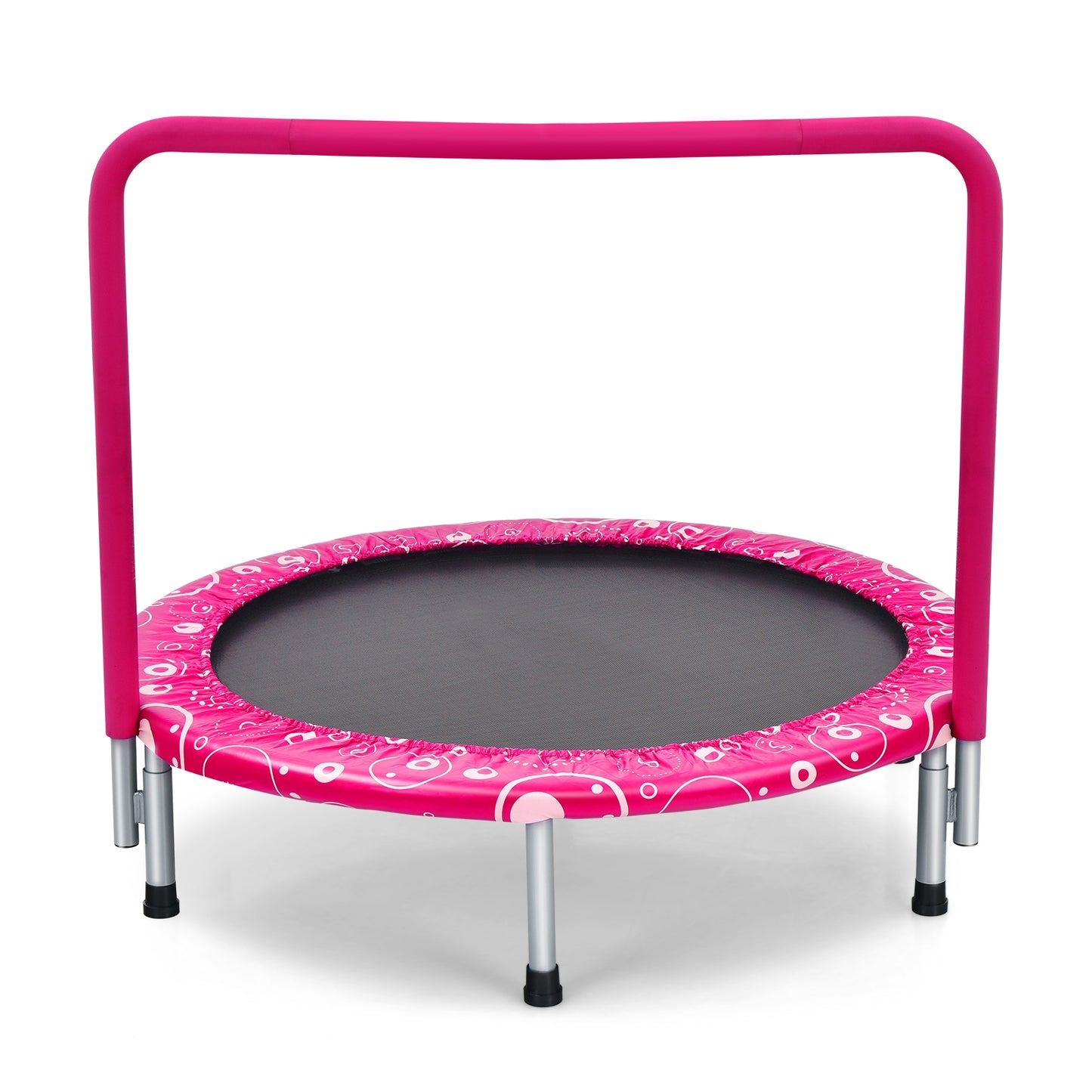 36 Inch Kids Trampoline Mini Rebounder with Full Covered Handrail -Pink Kids Crystal
