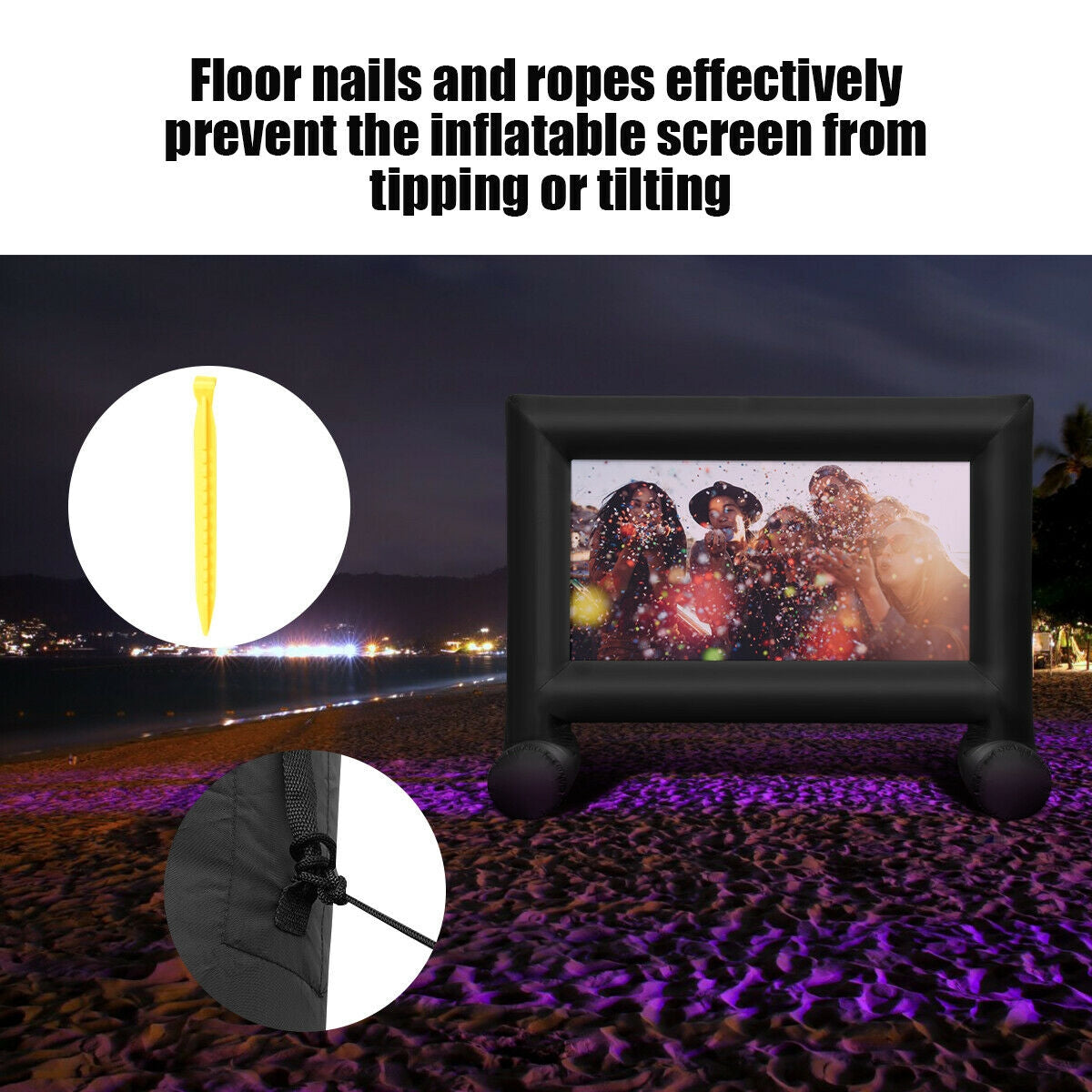 14-20 Feet Inflatable Outdoor Movie Projector Screen with Blower and Carrying Bag-16'